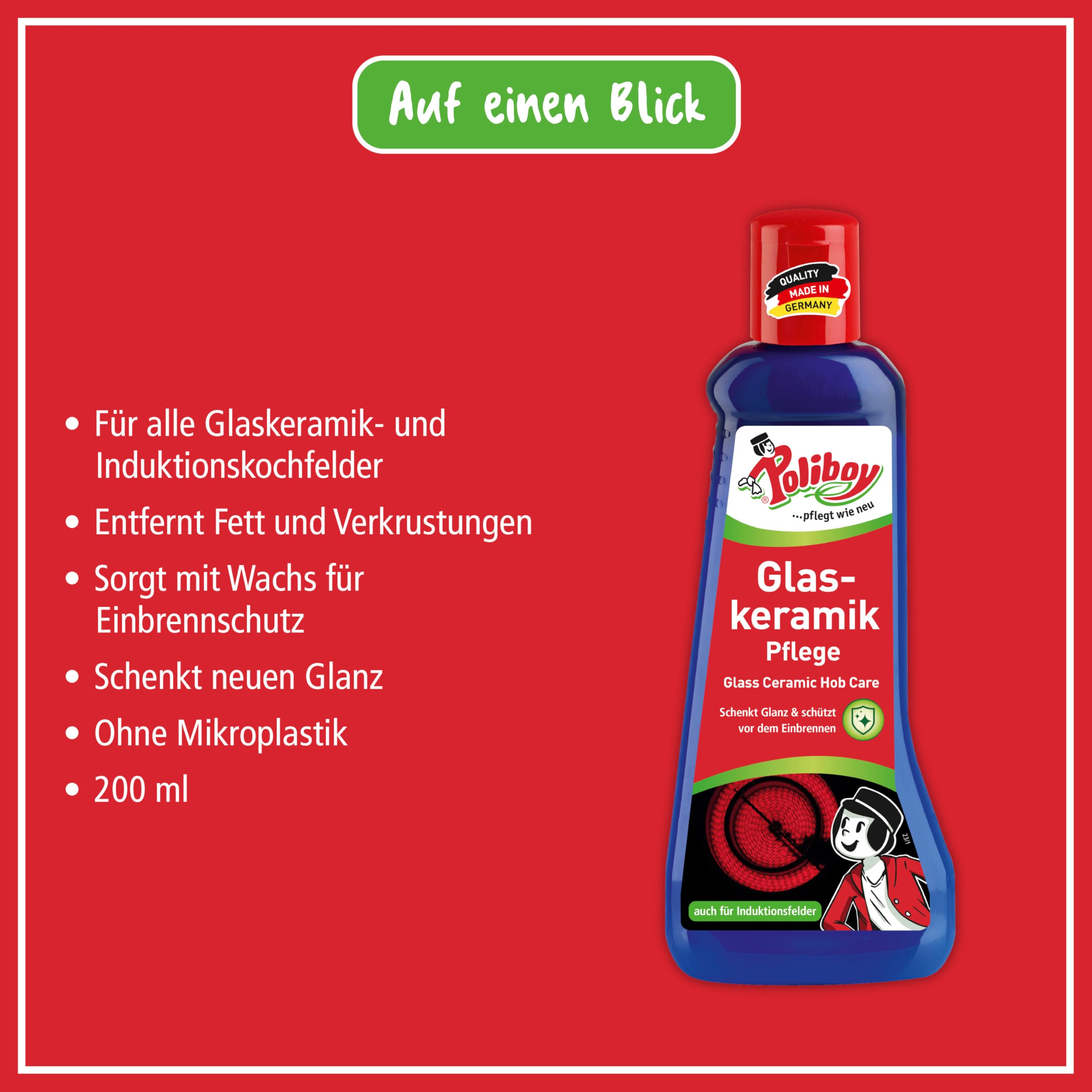 Poliboy, prodotto per la pulizia e la cura di diverse superfici, prodotto in Germania.