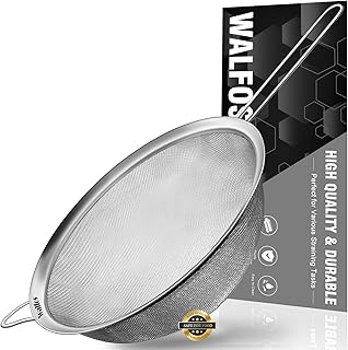 Walfos Feinmaschensiebe, Premium-Edelstahlsiebe und -siebe, mit verstärktem Rahmen und stabilem Griff, perfekt zum Sieben,...