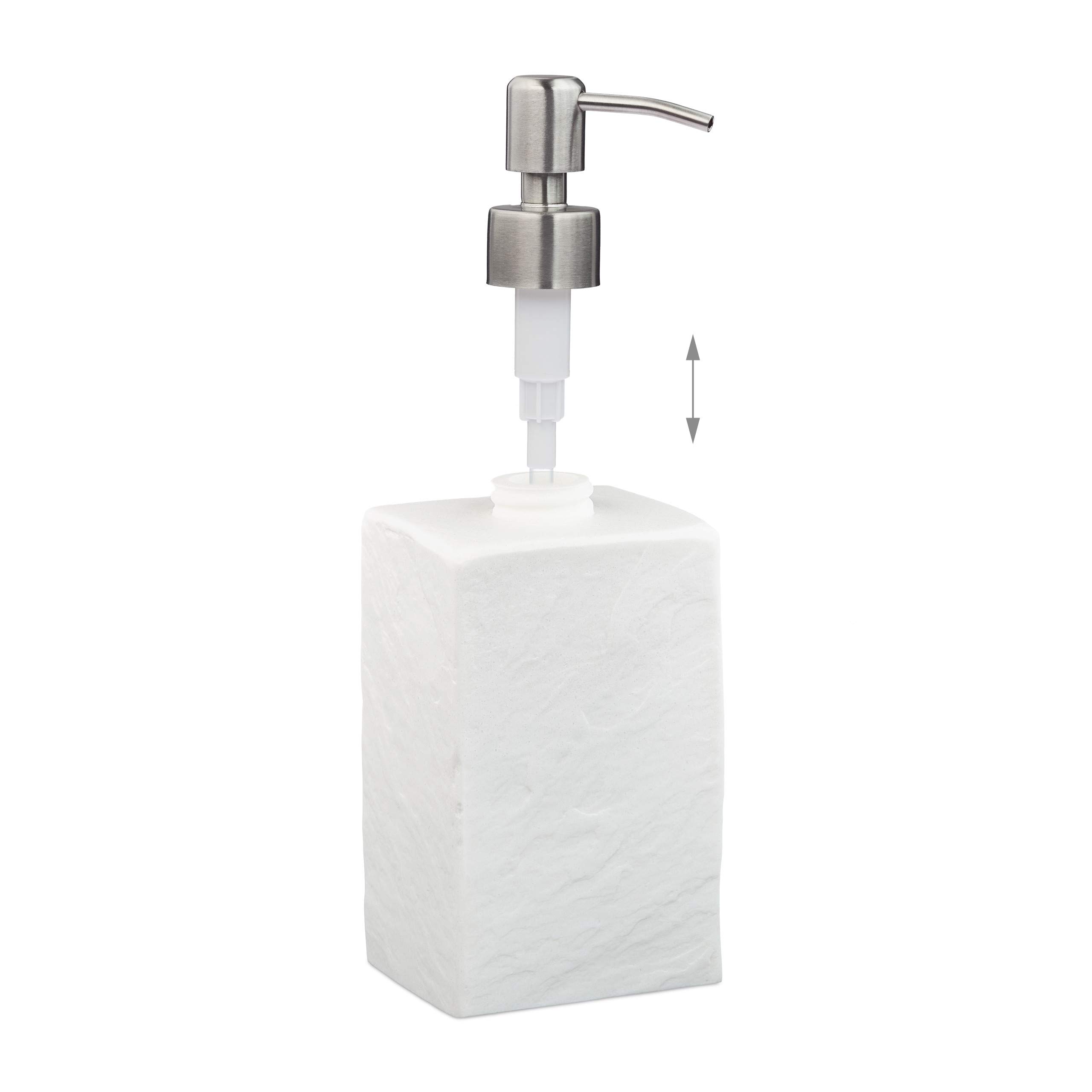 Relaxdays dozownik mydła, 200 ml, do ponownego napełniania, do kuchni i łazienki, pompka, stal nierdzewna, biały