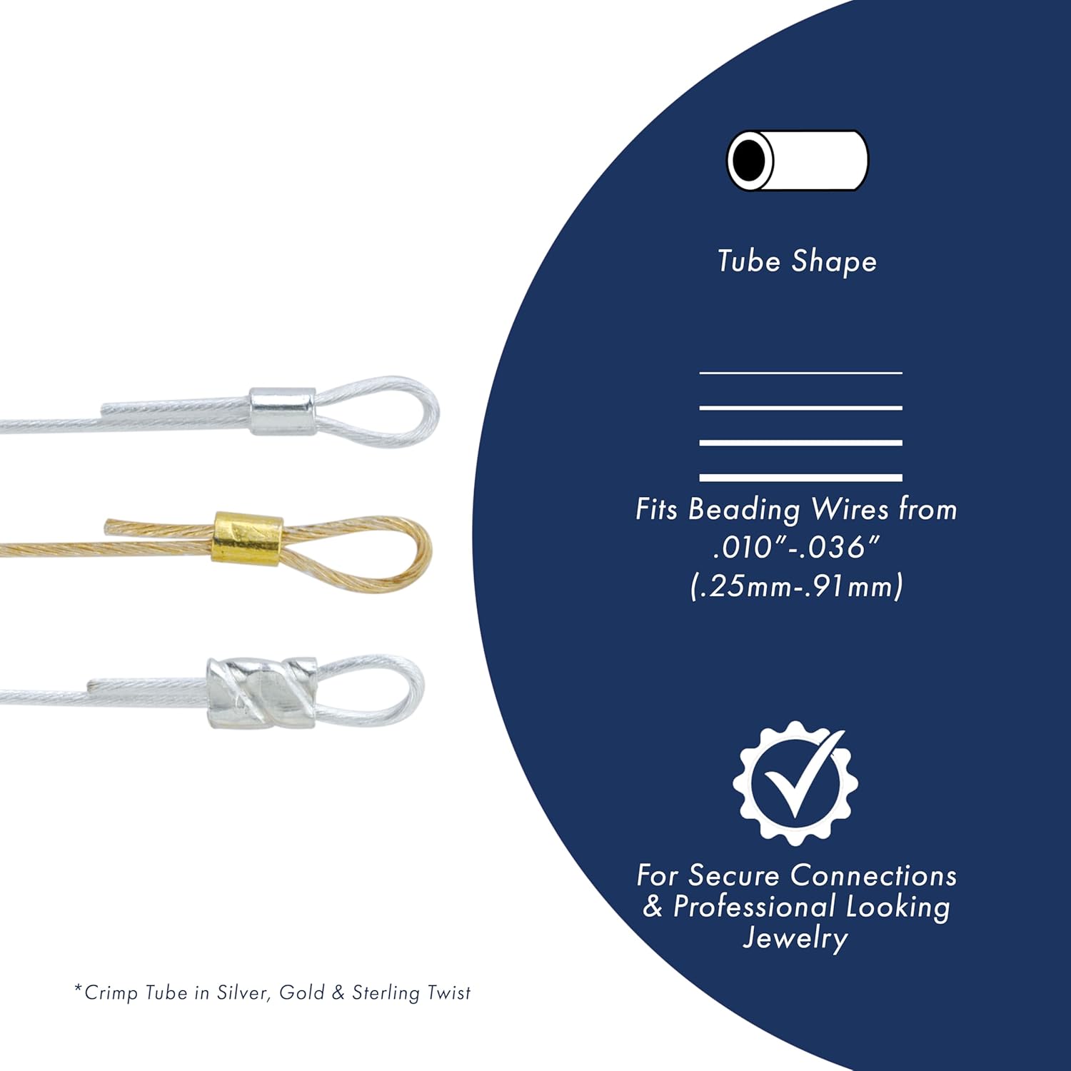 Beadalon Crimp Tubes, Size #2, Silver Plated, 1.5 g, Approx. 46 pc - Image 2