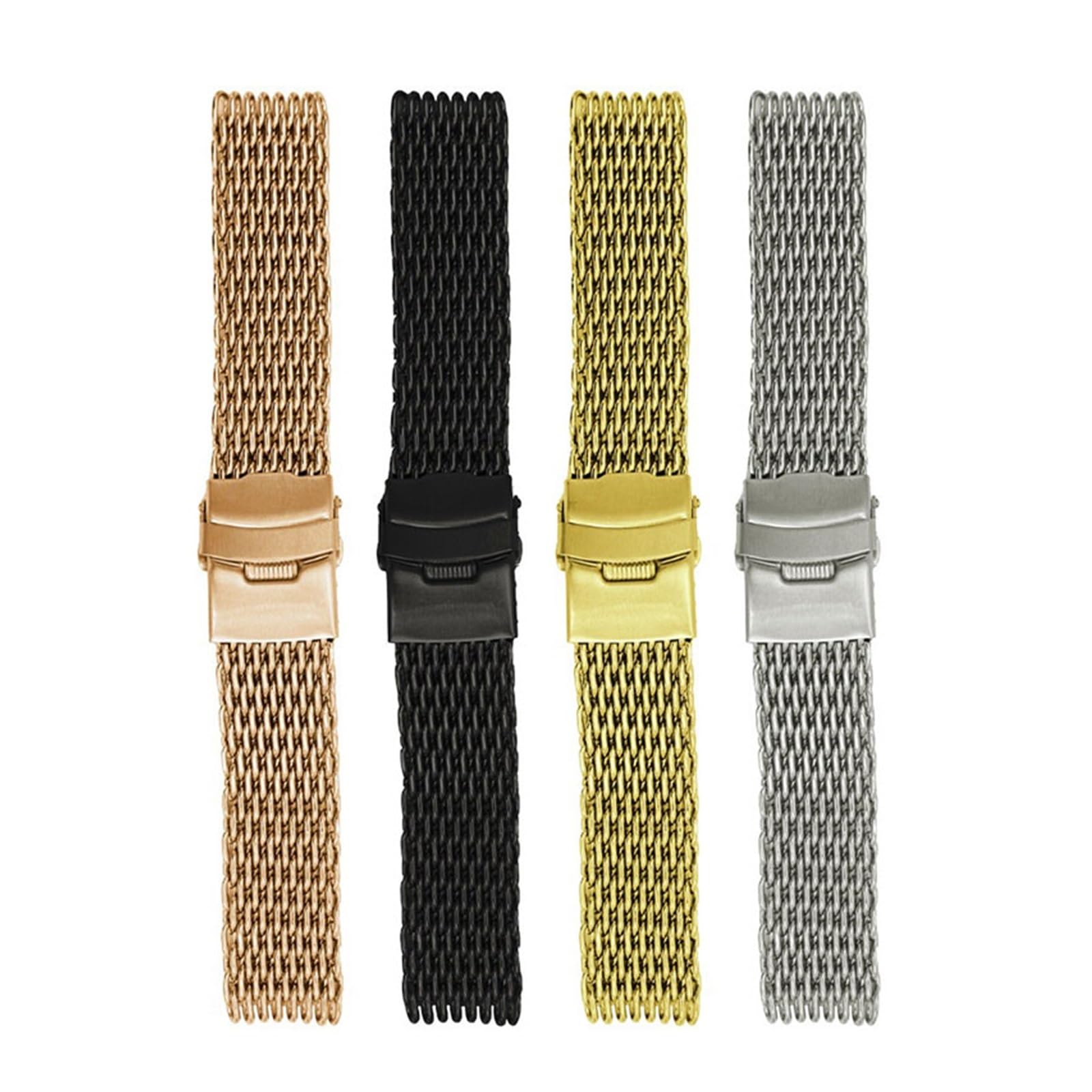 INEOUT Cinturino In Maglia Di Acciaio Inossidabile 18mm 20mm 22mm 24mm Dive Shark Compatibile Con Cinturino Milanese Fibbia Pieghevole Accessori For Cintura Da Polso In Oro Rosa