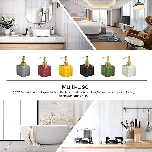 Miniatura 6 de YYW Dispensador de jabón para baño, dispensador de jabón de manos de 7.44 onzas, dispensador de jabón para baño, dispensador de jabón de cerámica
