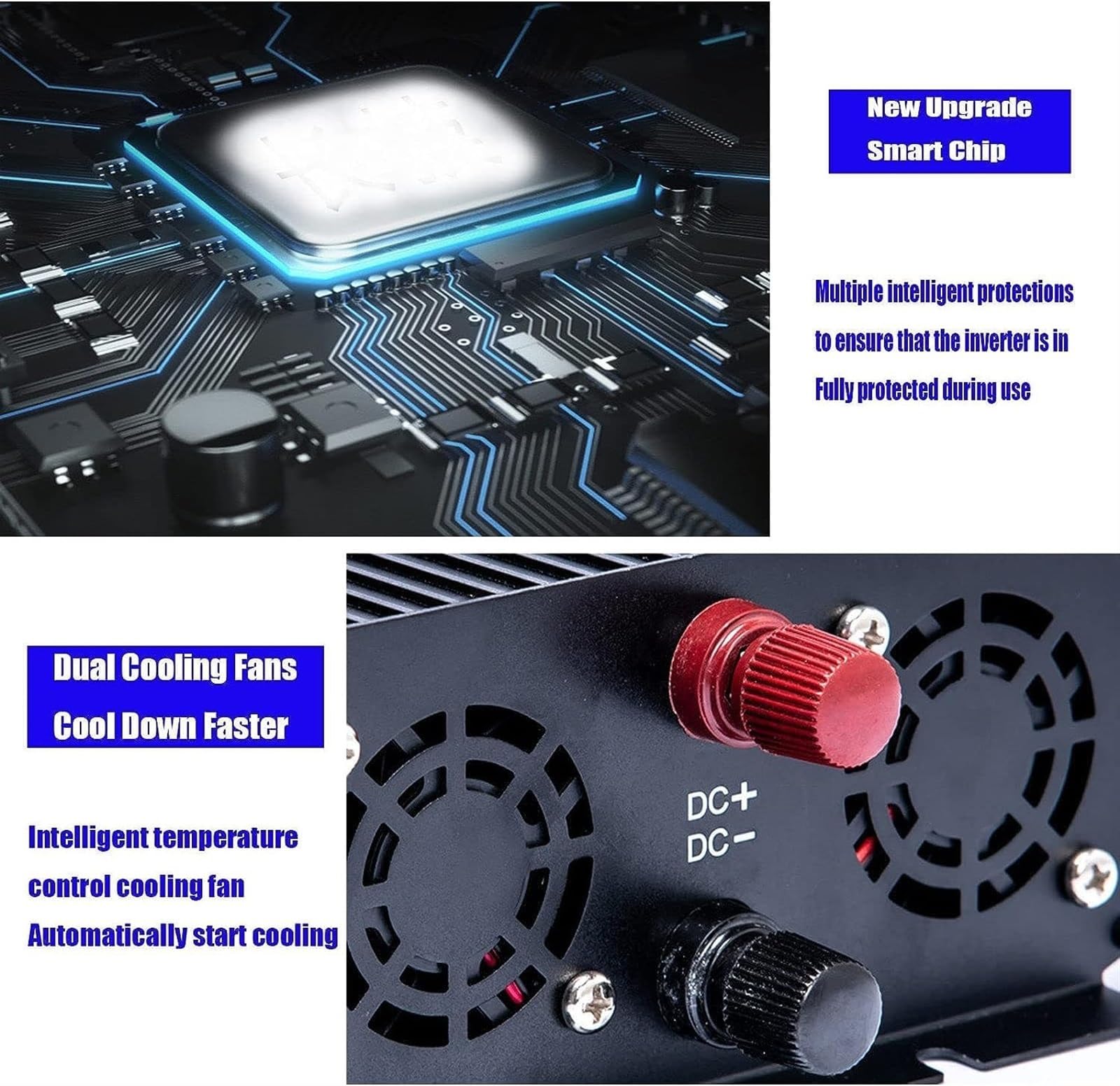 Falownik sinusoidalny 4000 W 5000 W 6000 W Przetwornica napięcia samochodowego 12 V 24 V 48 V 60 V 72 V do 220 V 230 V Przetwornica prądu samochodowego DC na AC, do samochodów ciężarowych (Kolor: 60