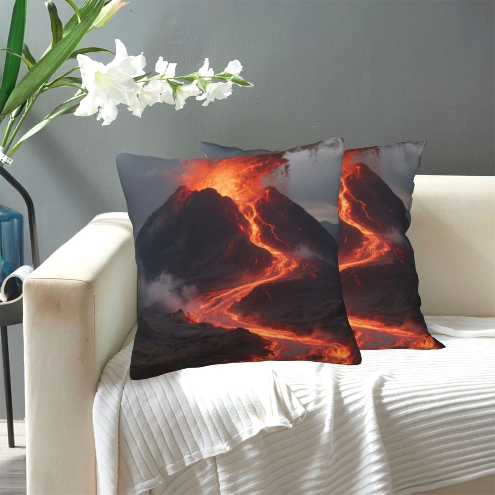 FekiLoot Decorative Throw Pillow Covers Modern Farmhouse Pillowcase Double Sided Cozy Cushion Cover for Sofa Couch Bed 12"X12" Volcano