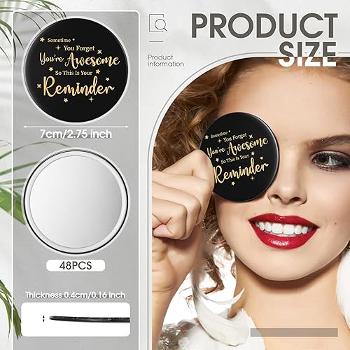 Miniatura 9 de Hoolerry 24 piezas de espejo compacto inspirador redondo portátil espejo de bolsillo You're Awesome Apreciation Thank You Regalos para hombres,