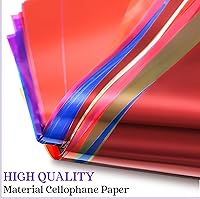 Vista 7 de Harloon 400 hojas de celofán para regalos de Navidad, 8 envolturas de celofán de colores, 7.5 x 7.5 pulgadas, hojas de celofán, papel transparente