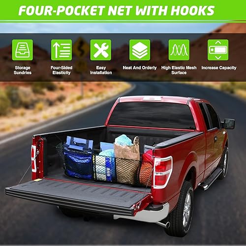 Miniatura 6 de Red de carga para caja de camión, malla elástica universal, bolsa para maletero de almacenamiento de accesorios interiores, red de carga de 4