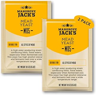 Mangrove Jacks Mead Yeast M05, 2x 10G - Craft Series Mead Yeast, Honey Yeast, 28g, For Mead, Honey Wine & Cider, High Alcohol Tolerance, Home Brew, Wine Yeast, Active Cider Yeast, Nutrient Blend