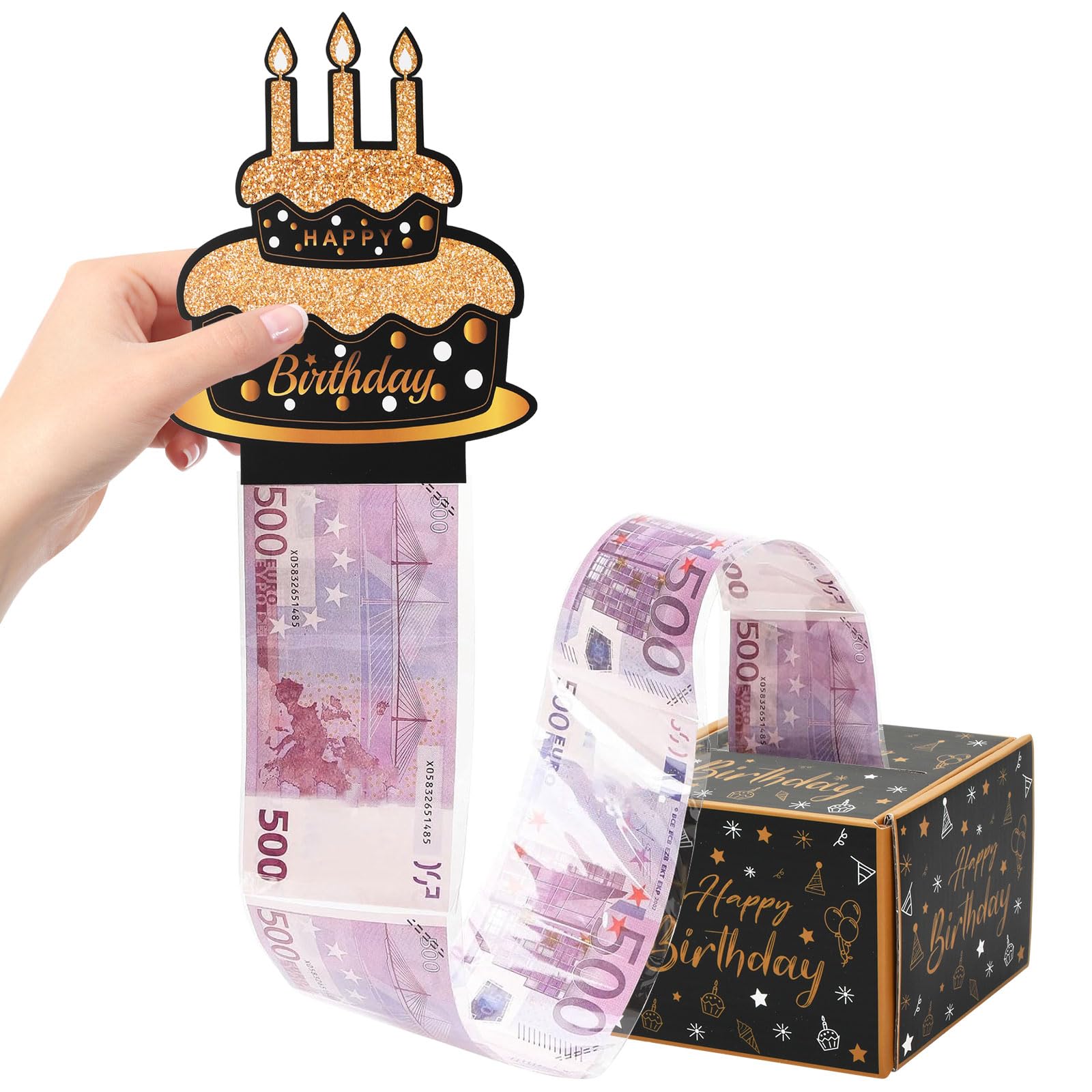 DTESL Salvadanaio per il giorno di buon compleanno, per regali di contanti, scatole regalo per contanti, salvadanaio colorato per contanti, con biglietto estraibile, set fai da te, scatola regalo di