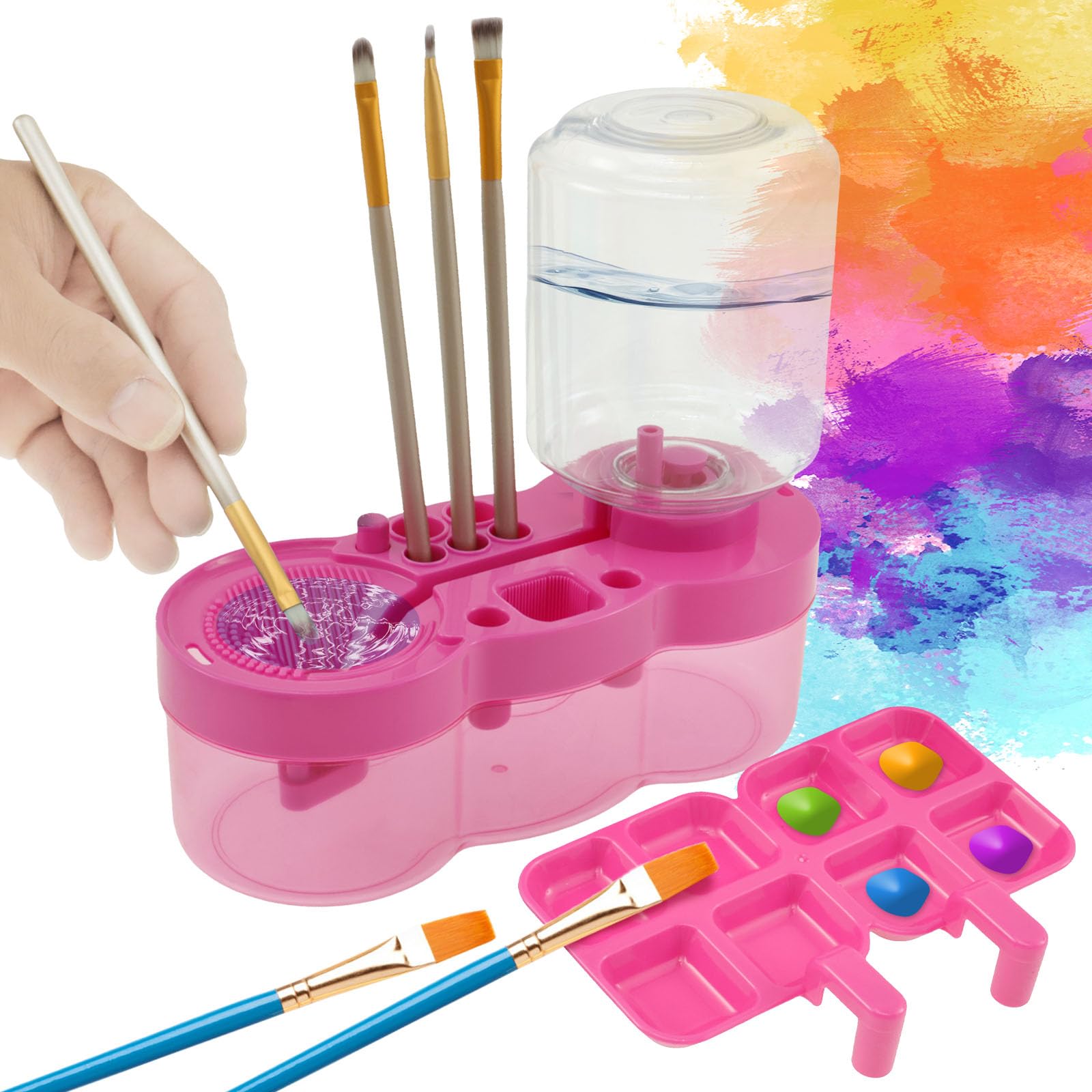 Paint Brush Rinser, Multifunctional Paint Brush Cleaner Art Supplies, Painting Water Dispenser Water Cycle Rinser, Tool for Acrylic, Watercolor, and Water-Based Paints (Purple) — image 1