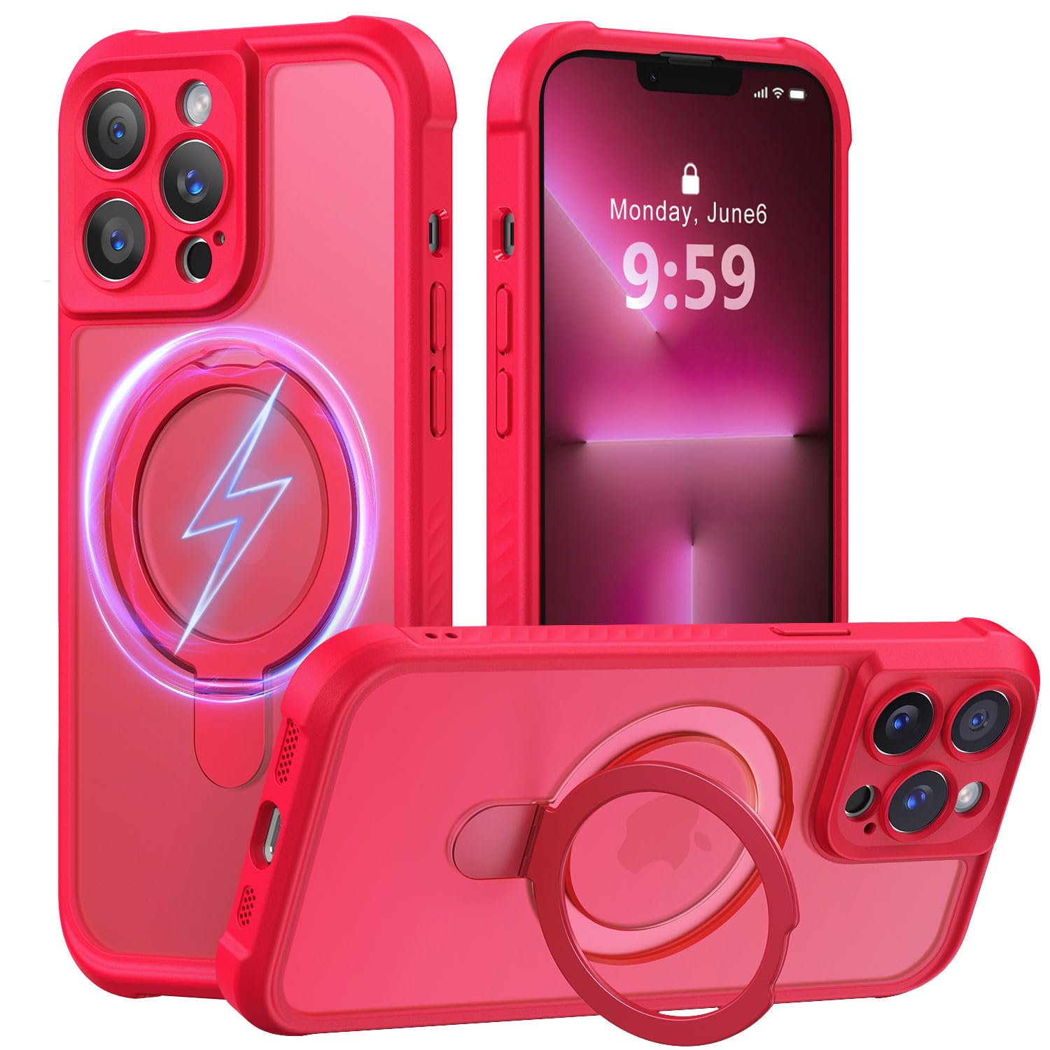 MOCCA Magnetic for iPhone 13 Pro Case with Stand,Red