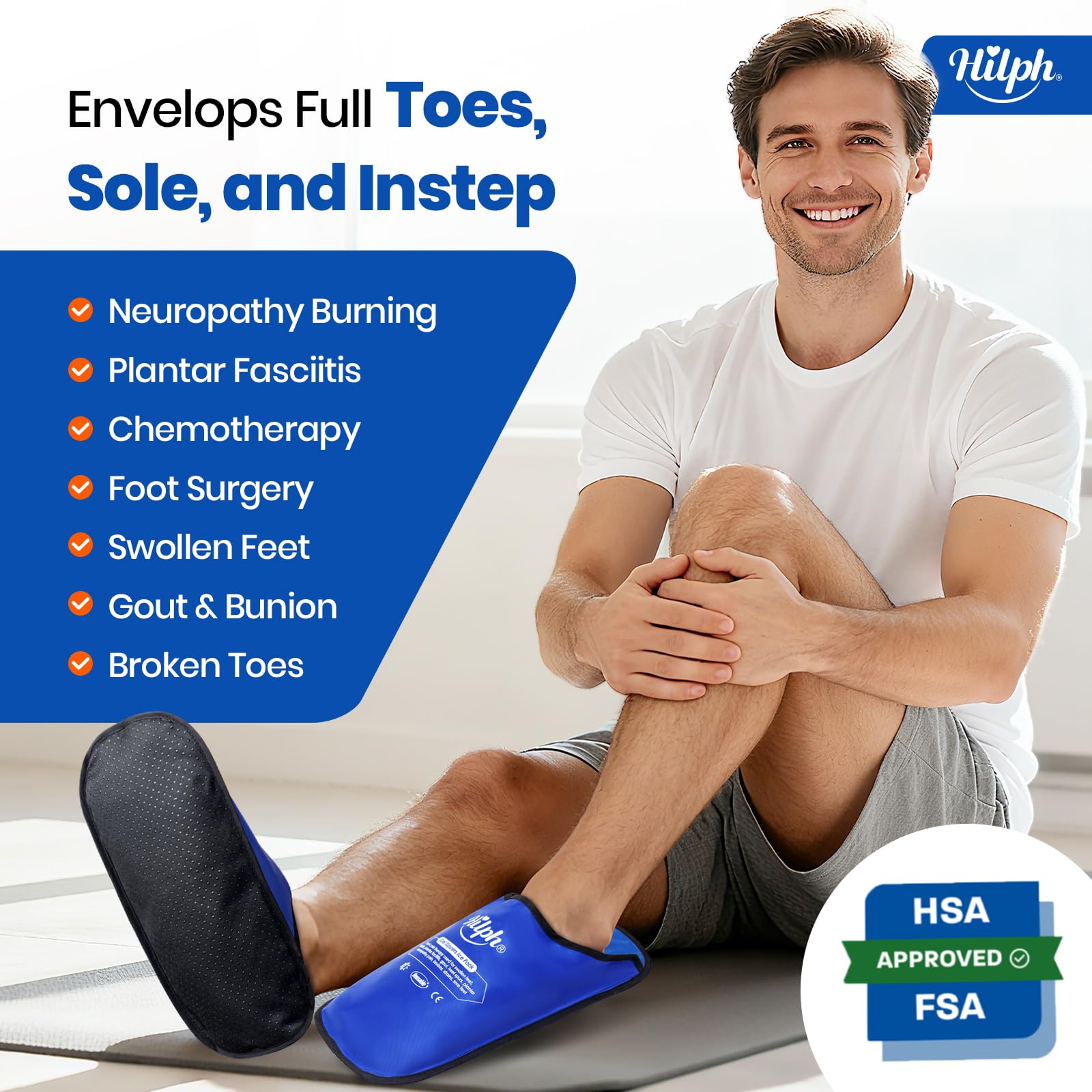 Hilph XL Foot Ice Pack Hausschuhe für Fußchirurgie, 2 Packungen Extra große Hot Cold Packs Gel Eispantoffeln für große Füße, Plantarfasziitis, schwere Schwellungen, Ballenzeh-Operationen, Neuropathie