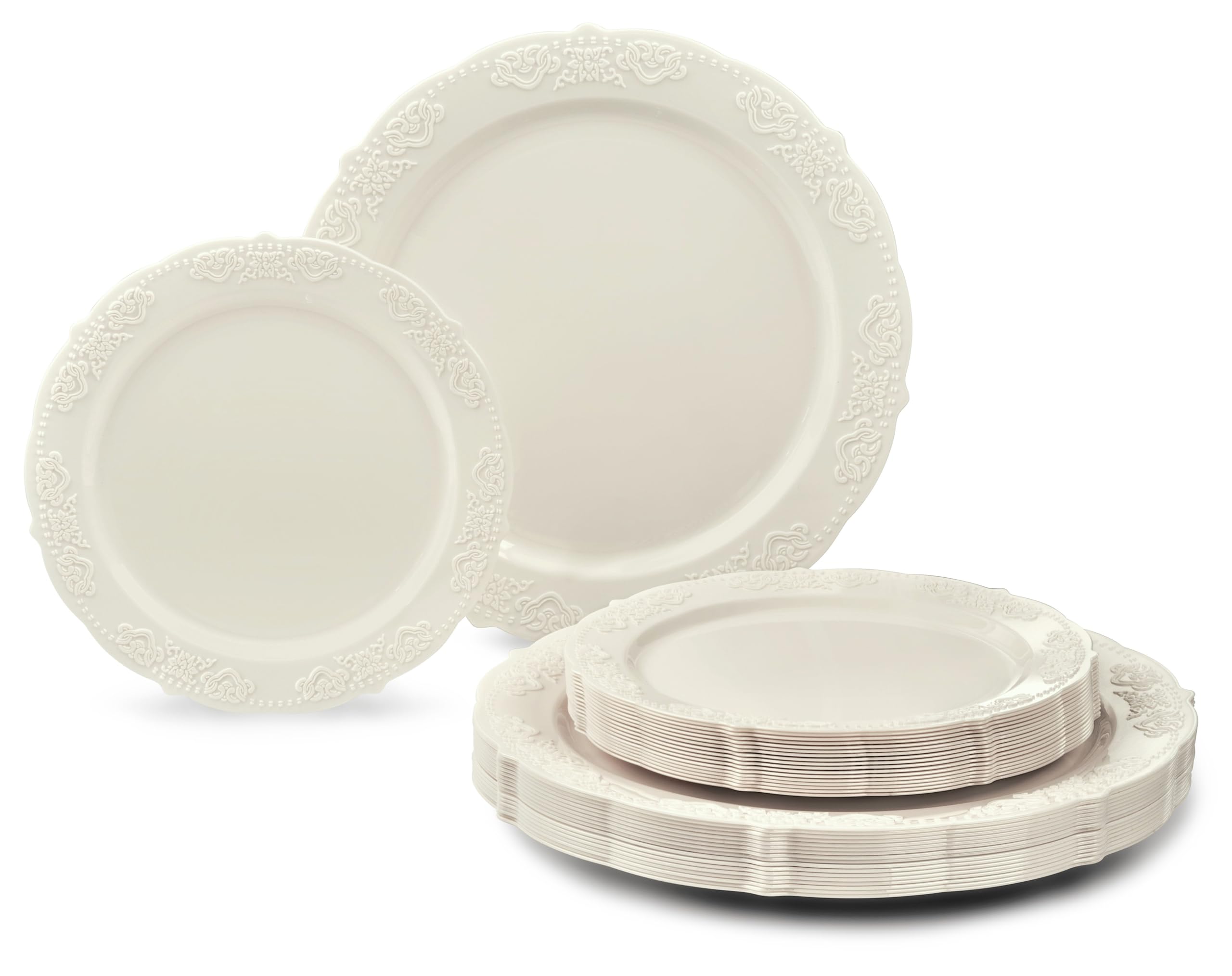 50 Ivory Disposable Plates - Elegant Party Set -2 50 Ivory Disposable Plates - Elegant Party Set -2