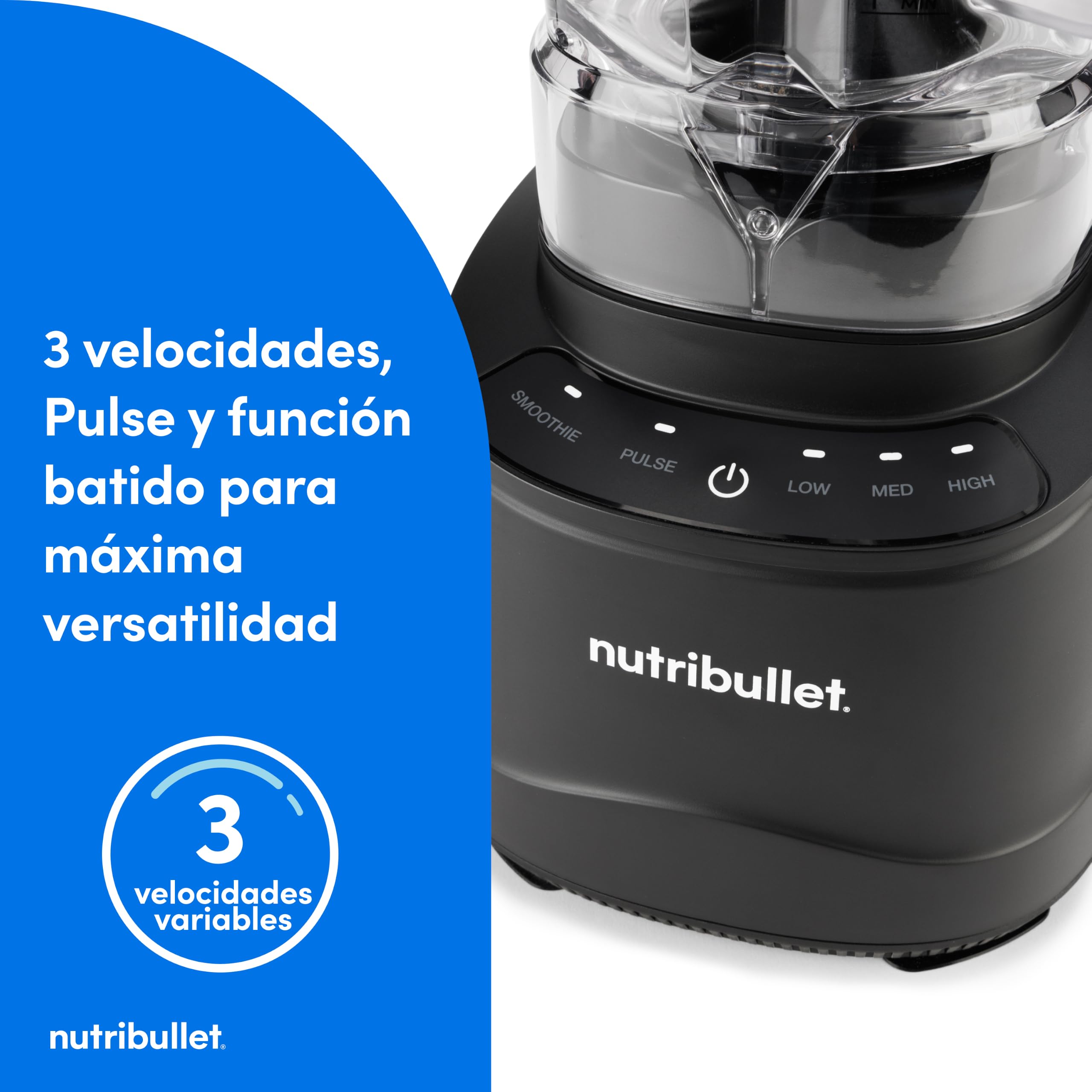 nutribullet Power Core™ Blender – Batidora de Vaso con Jarra XL de 2,1 L, Smoothies y Hielo Picado, 3 Velocidades + Pulse, Programa Smoothie Automático, 1200 W, Negro (NBF430MB)