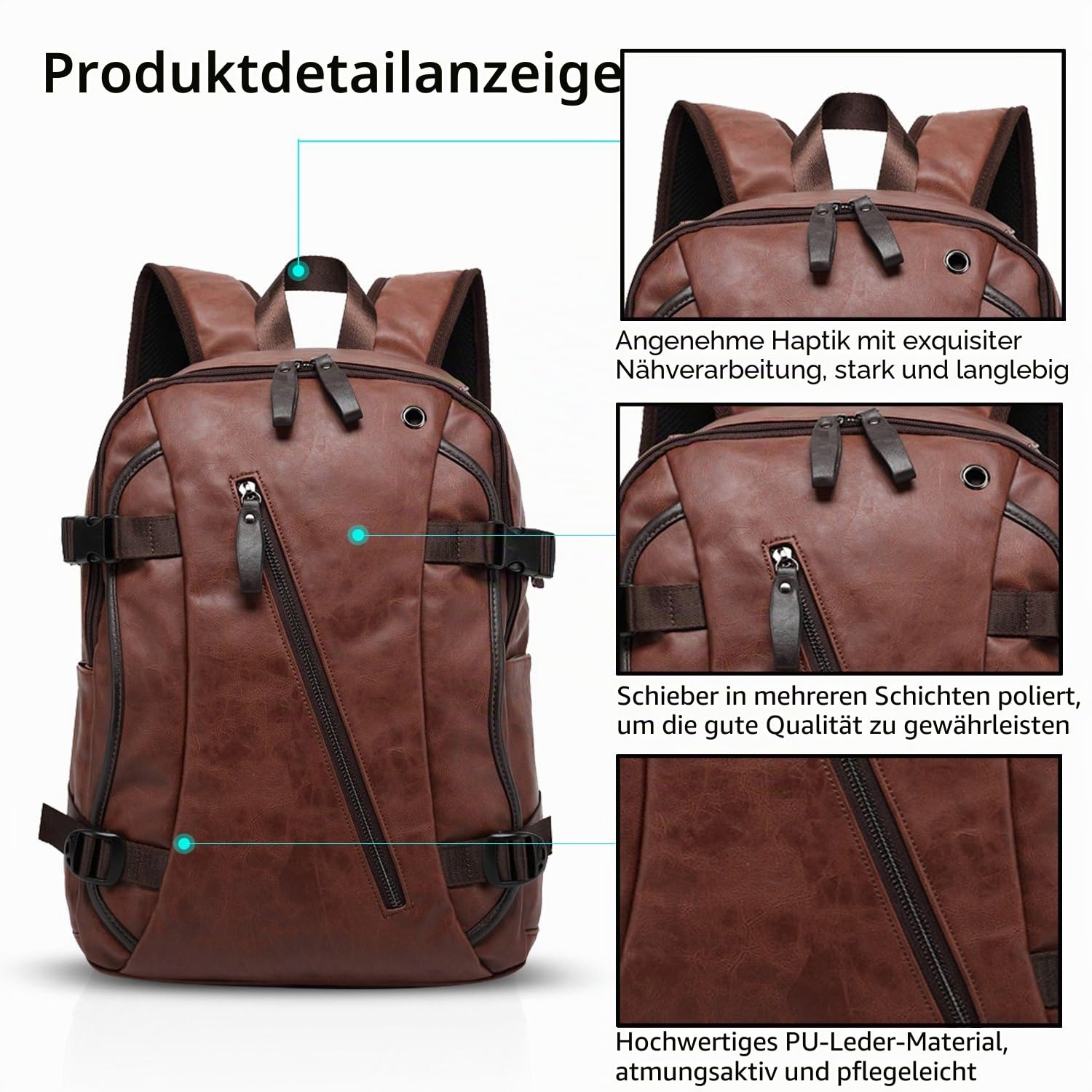 FANDARE Unisex Rucksäcke Schulrucksack Herren Damen Schultasche Junge Mädchen Wasserdicht Schulranzen Teenager Tagesrucksack Reise Daypacks Laptop-Tasche Outdoor Camping PU Pack