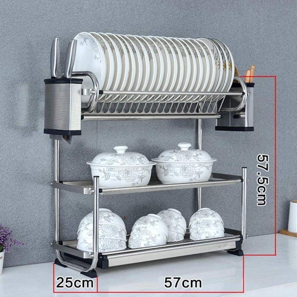 Rejilla De Drenaje Rejillas De Secado Escurridores De Platos Rejilla De Secado Rejilla De Drenaje Rejilla De Almacenamiento De Cocina Soporte para Escurreplatos De 3 Capas De Acero