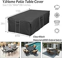 Vista 5 de YJHome Fundas de mesa para exteriores, impermeables, rectangulares, para muebles de patio, juego de mesas y sillas para exteriores, fundas