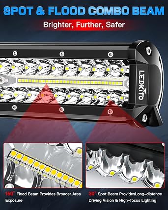 12Inch LED Light Bar and 4In LED Cube Pod Lights with Wire Harness