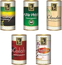Zed Black Aroma Chandan, Gulab, Arij, Attar Phool and Saffron Incense Dhoop Sticks Tin - Combo of 5 (100 Gm Each)