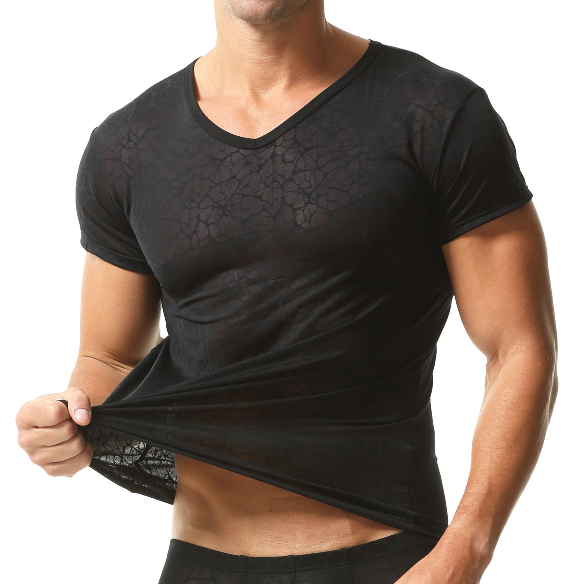 QiaTi Herren Unterhemd Kurze Ärmel T-Shirt Rundhalsausschnitt Slim Fit Body Shaper Unterwäsche für Männer Daily