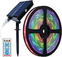 Vista 9 de UT - Tira de luces LED solares para exteriores, 16.4 pies, 280 luces LED, funciona con energía solar, tira LED que cambia de color con 8 modos