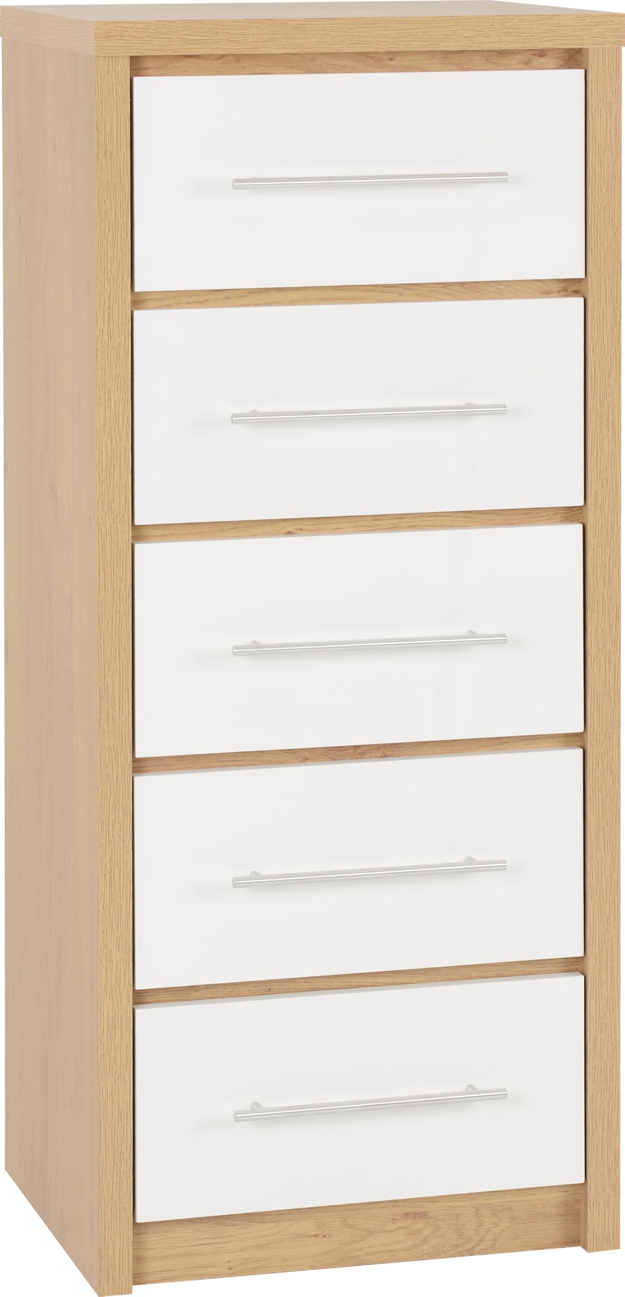 Seconique Seville 5 Drawer Narrow Chest White