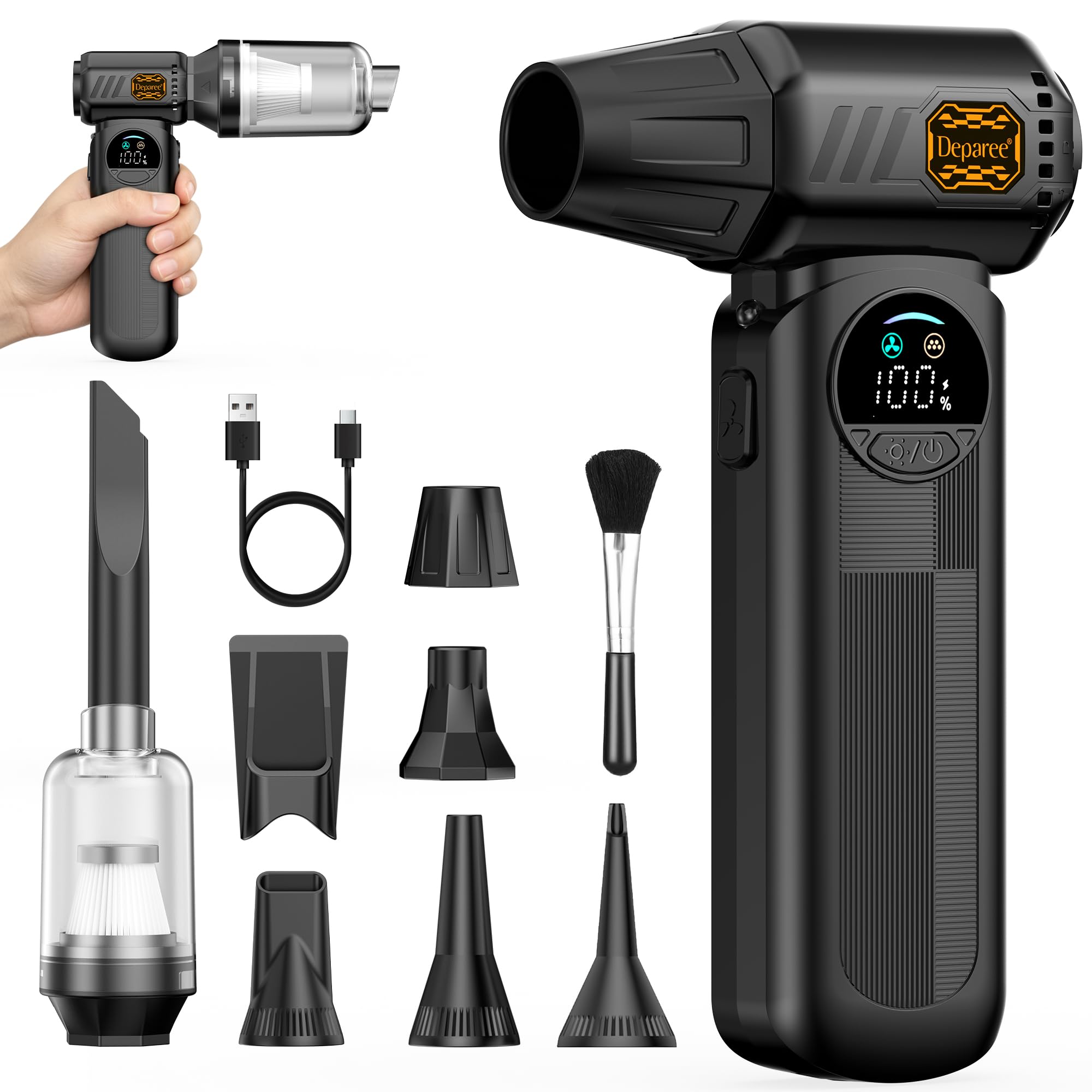 B50 Compressed Air Duster &amp; Vacuum Cleaner, 4-in-1 150,000RPM Turbo Fan