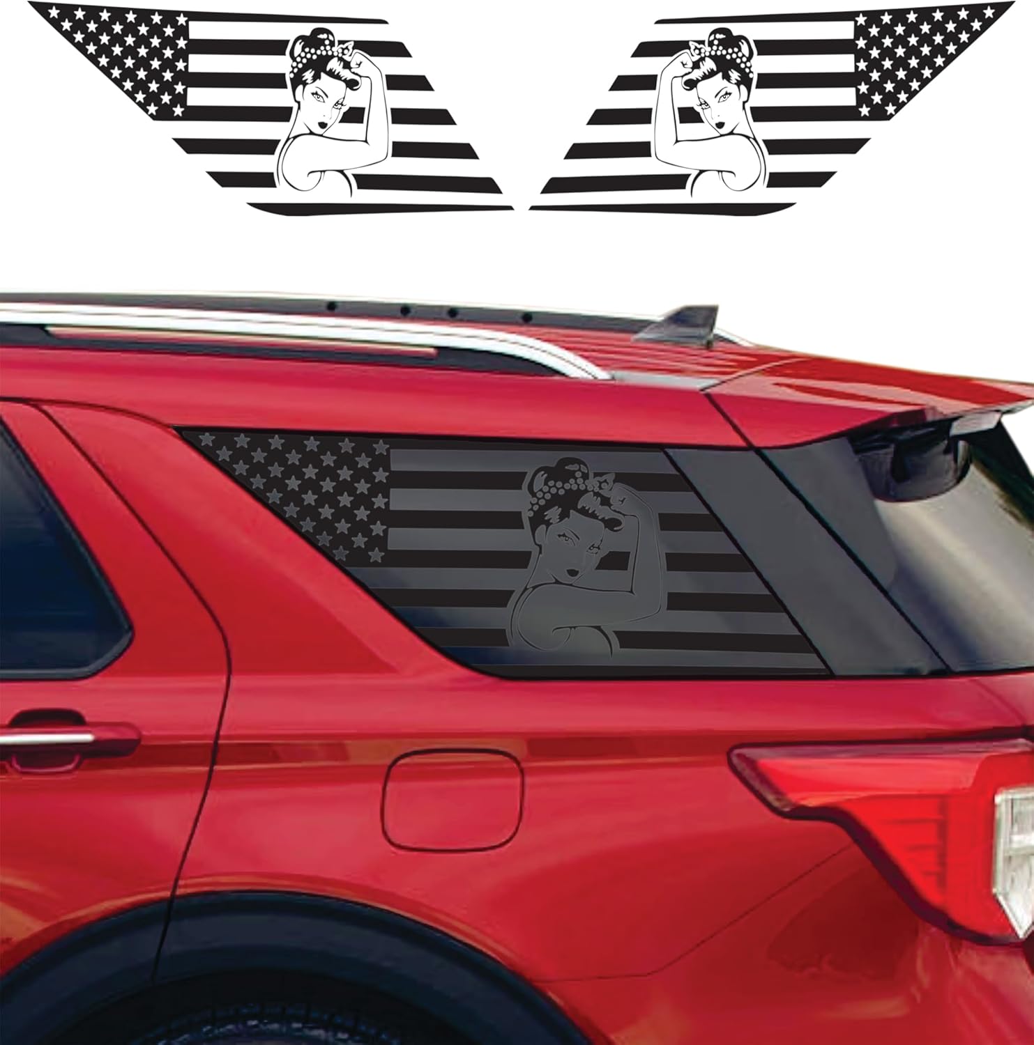 Compatible with Ford Explorer 2020-2026 | Precut Leopard Cheetah Print Window Decals | Both Side | Proudly Made in The US | Matte Black (Leopard Cheetah Print)