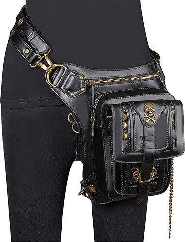 Miniatura 3 de Qianmome Gothic Steampunk - Riñonera de piel para viaje, bolso de viaje, bolso de pierna, bolso de hombro unisex, M