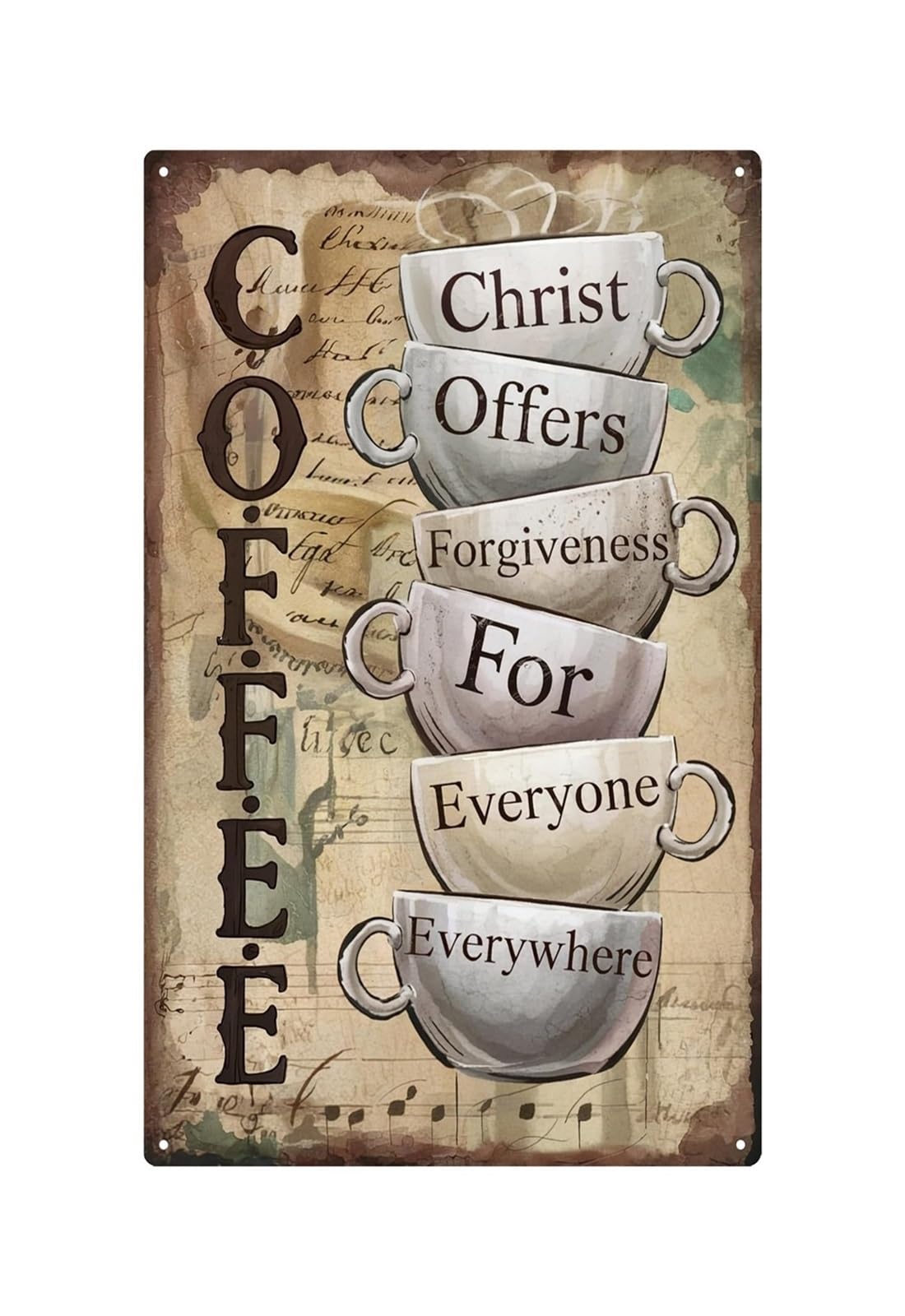 IDGTTLDF Vintage Coffee Sign Metal Tin Sign Morning Brew Wall-Art for Kitchen Diner Home Cafe 8 X 12 inch