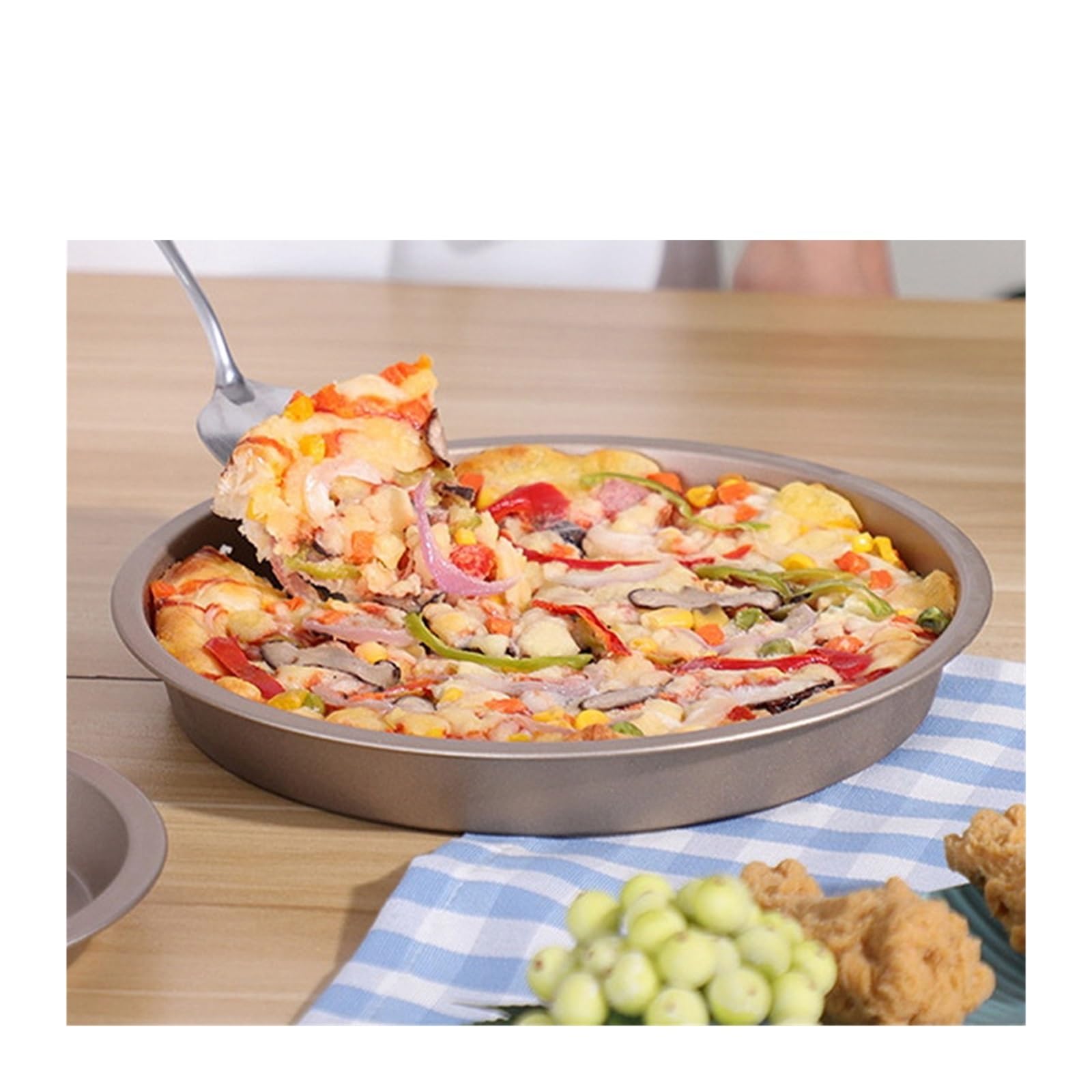 Molde for hornear antiadherente de 10/9/8/7/6 pulgadas | Olla freidora de aire, bandeja redonda, sartén for asar Pizza, cesta for pastel, utensilios for hornear(10inch)