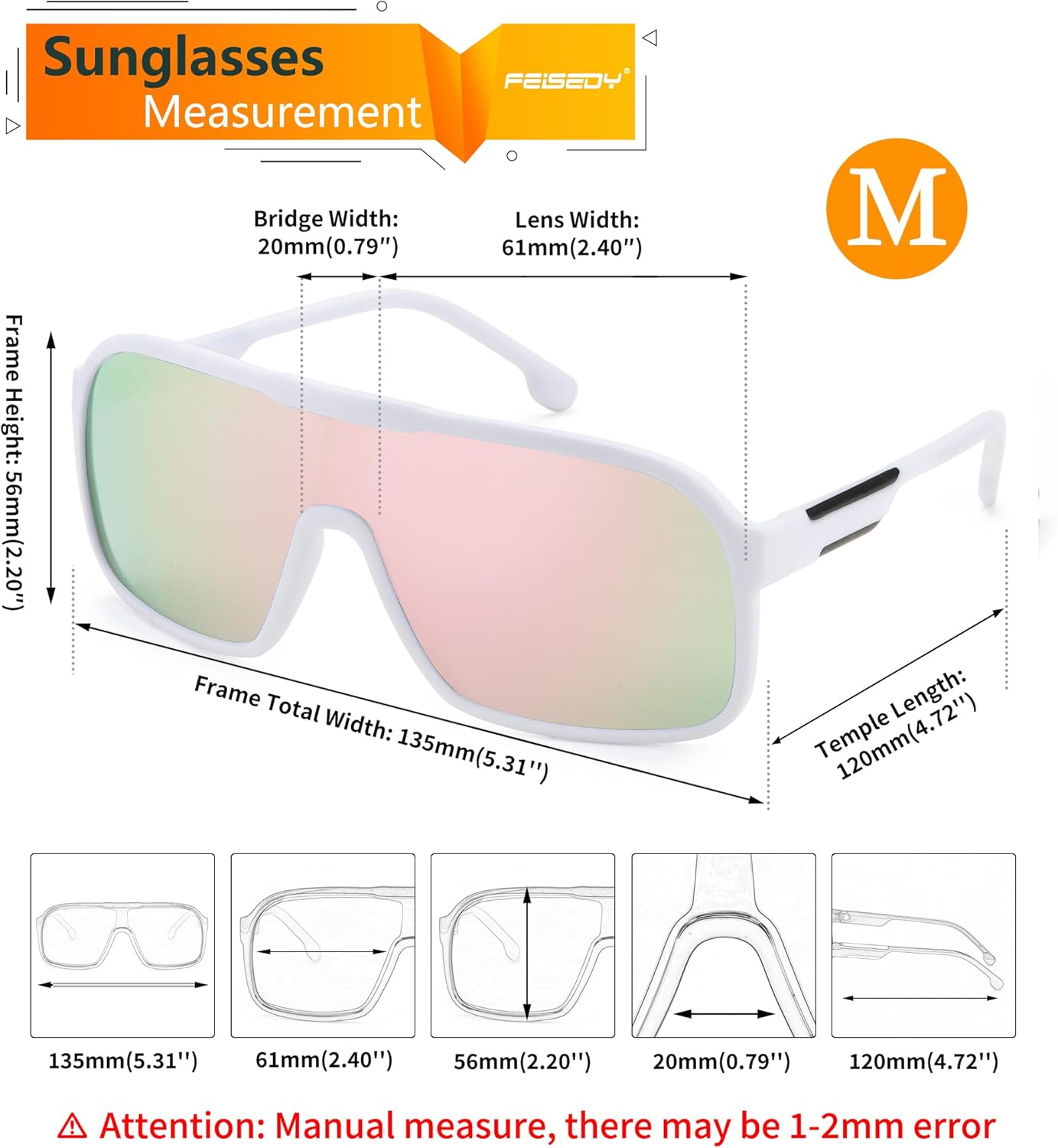 FEISEDY Fashion Polarized Sunglasses Oversized One Piece Reflective Lens Sports Sun Glasses B0122 - Image 7