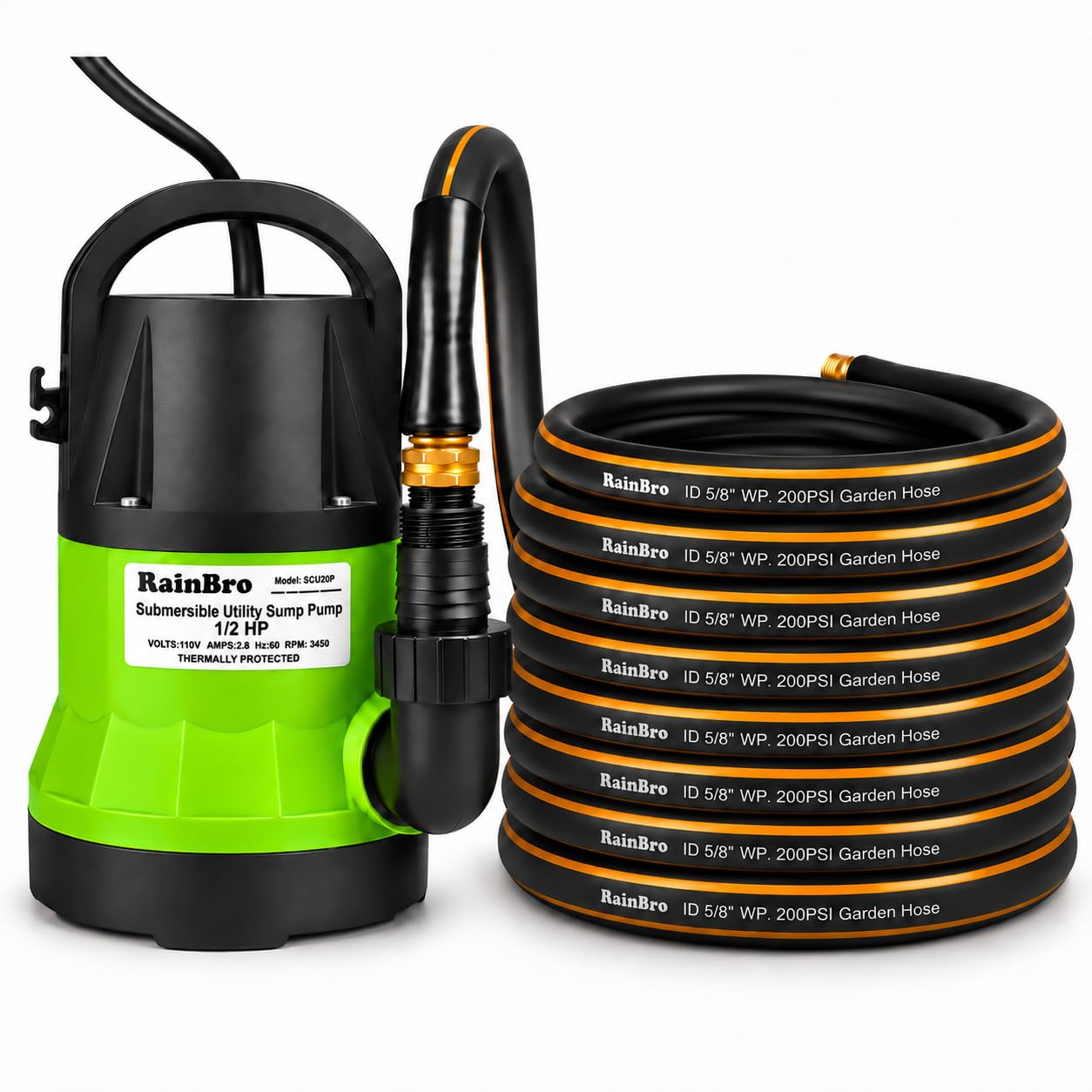 Sump Pump, Submersible Water Pump With 25Ft. Garden Hose