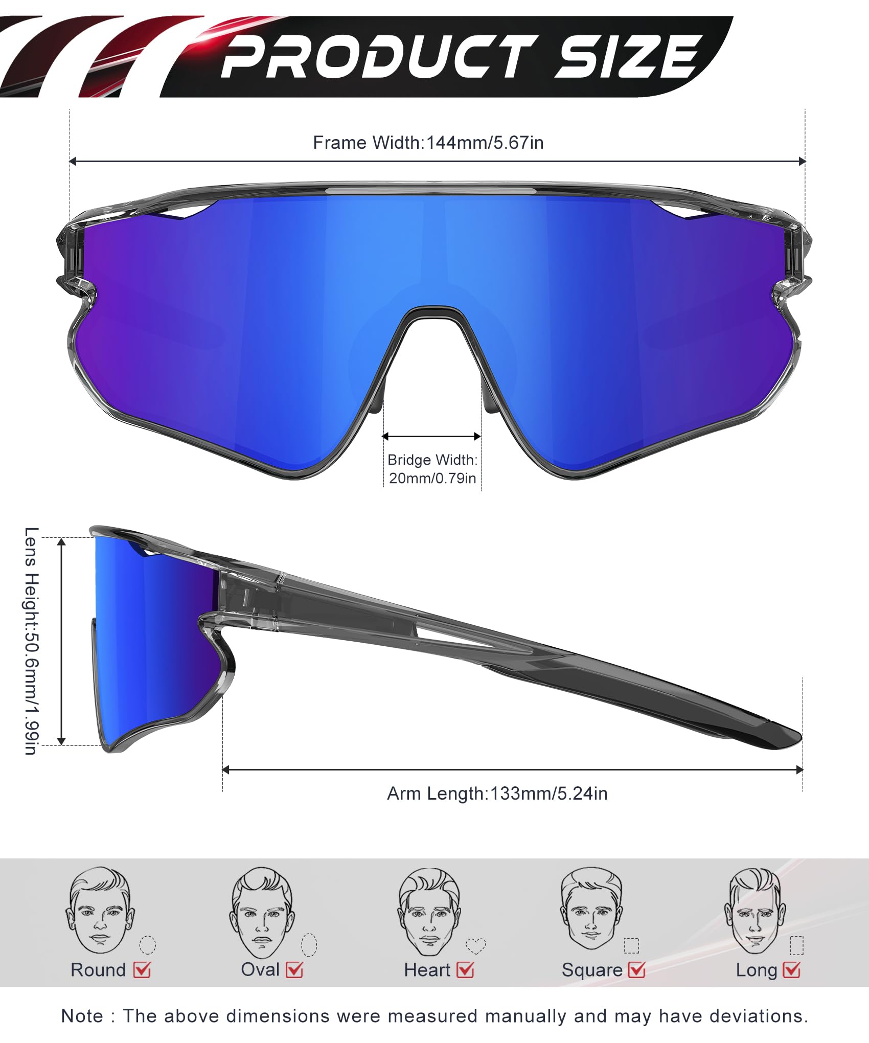 HENGOSEN Occhiali da sole sportivi polarizzati, da uomo, per ciclismo, corsa, guida, moto, pesca, protezione UV400