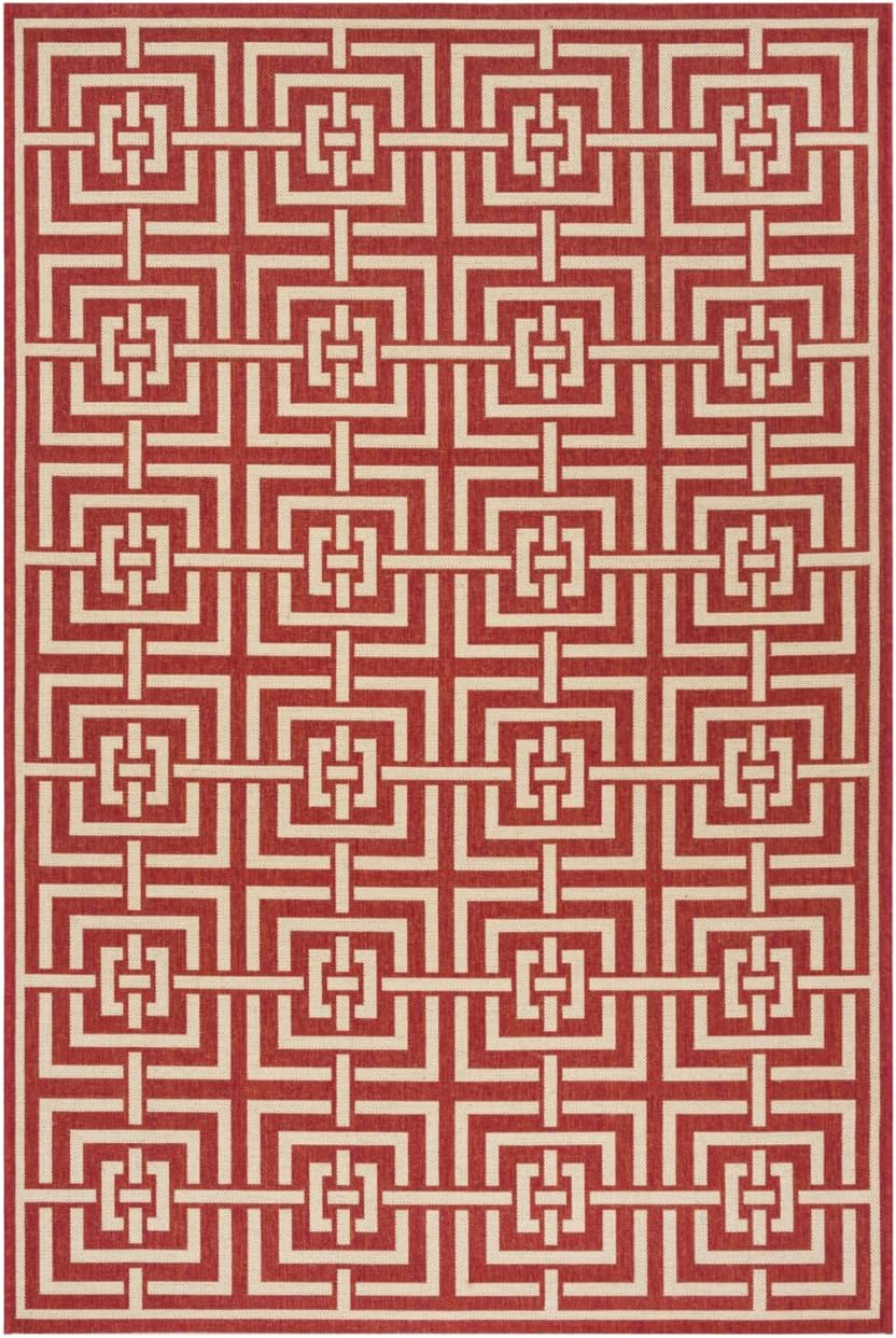 SAFAVIEH Beach House Collection Accent Rug - 2'2" x 4', Red & Creme, Modern Geometric Design, Non-Shedding & Easy Care, Indoor/Outdoor & Washable-Ideal for Patio, Backyard, Mudroom (BHS128Q)