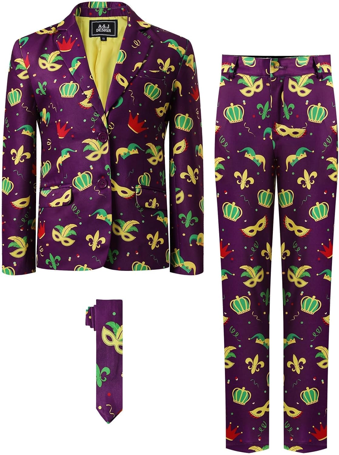 A&J DESIGN Boys Funny Print Suit for 6-16 Years