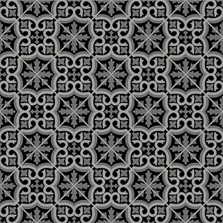 Bradley 999E Black-Grey Art Decor Tile Effect Turbo Vinyl Flooring | - 4m x 5m (13ft1" x 16ft4")