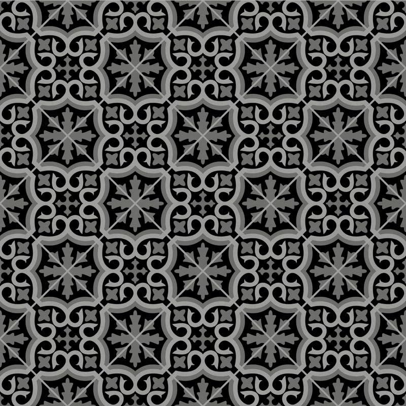 Bradley 999E Black-Grey Art Decor Tile Effect Turbo Vinyl Flooring | - 2m x 7m (6ft6" x 22ft11")