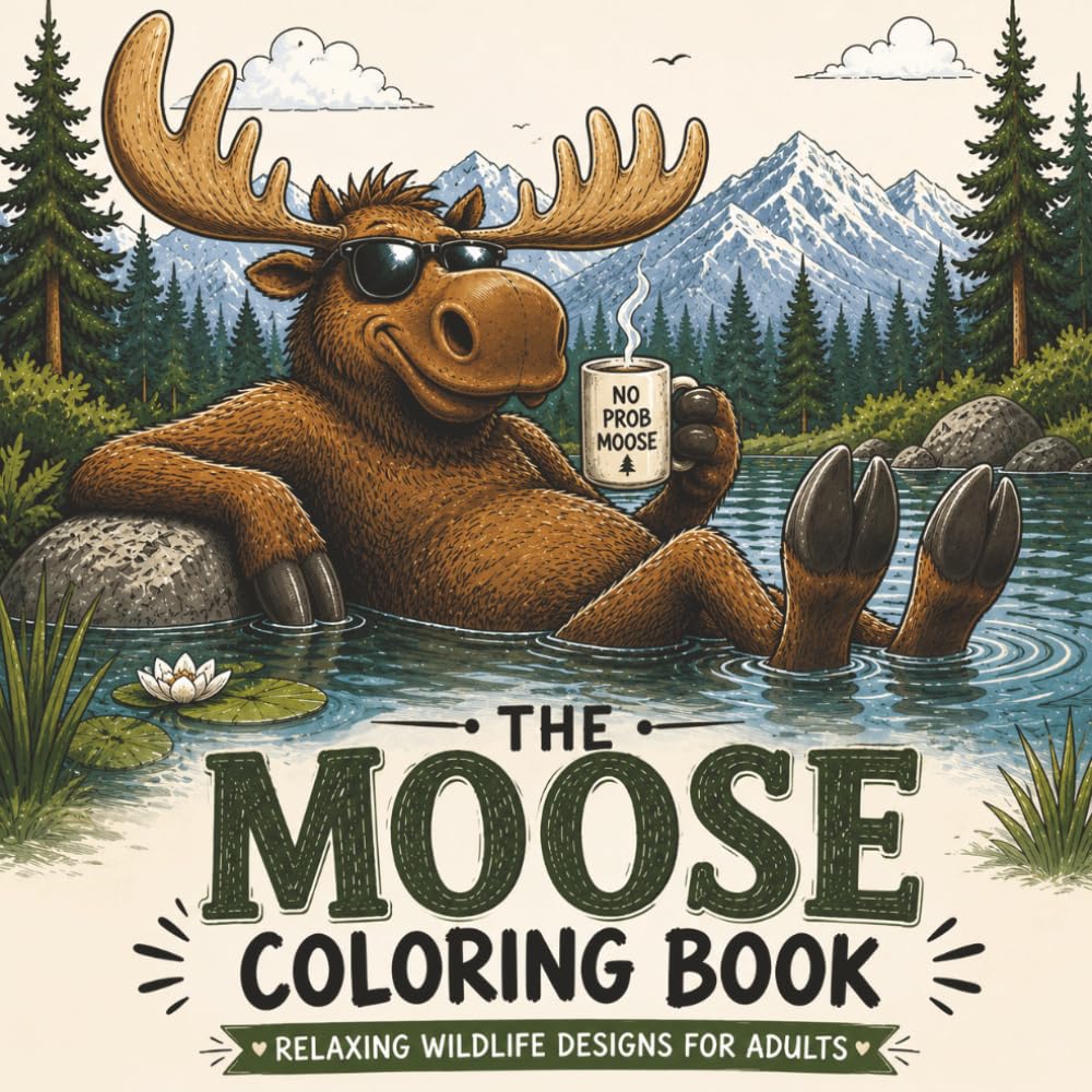 The MOOSE Coloring Book: Funny, Relaxing and Stress Relief Designs for Adults Featuring Silly Moose, Woodland Humor and Creative Fun