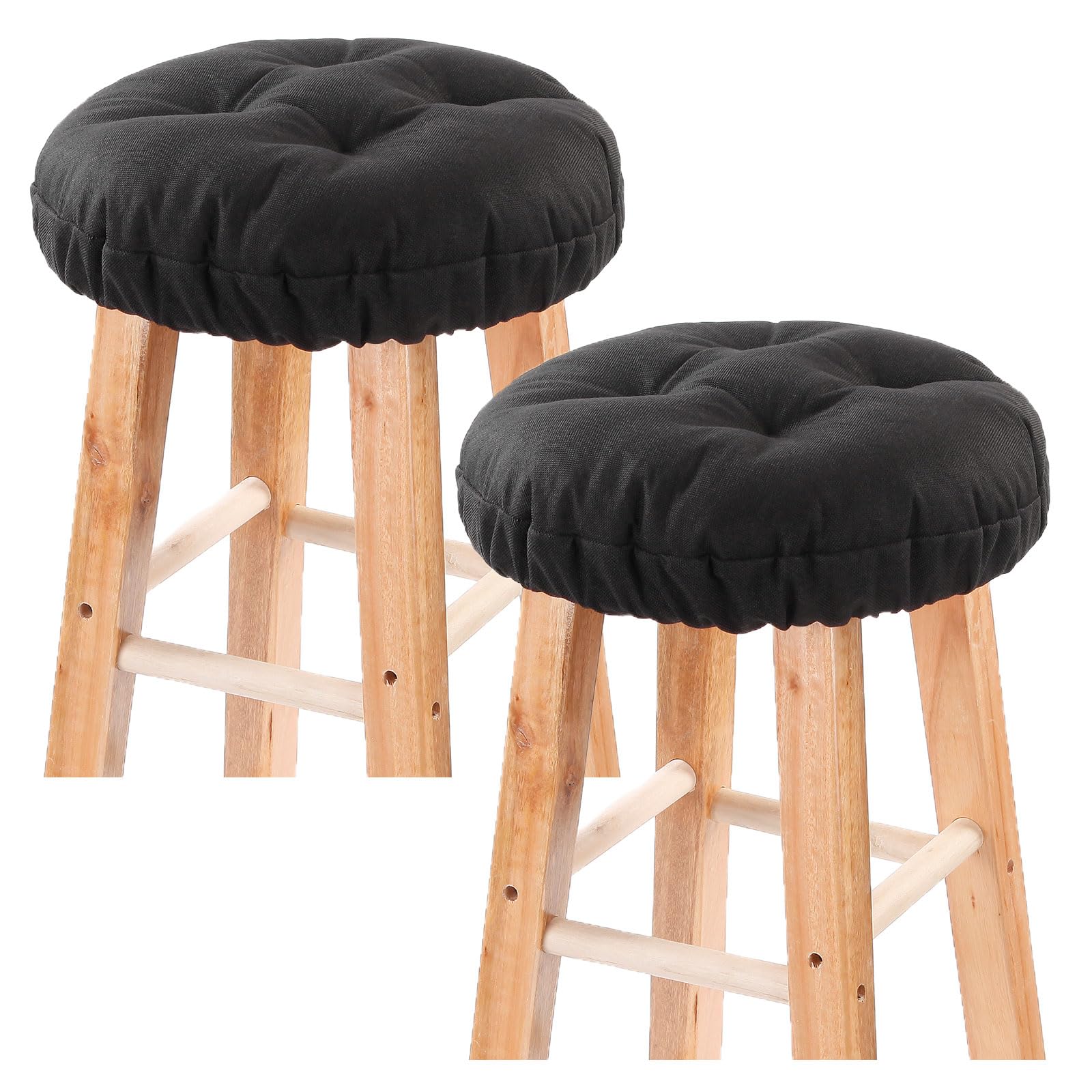 Bar Stool Covers Set of 2, Stool Covers Round with Elastic Band Pad, Soft Stool Seat Covers, Nonslip and Washable, 12 Inch, Black