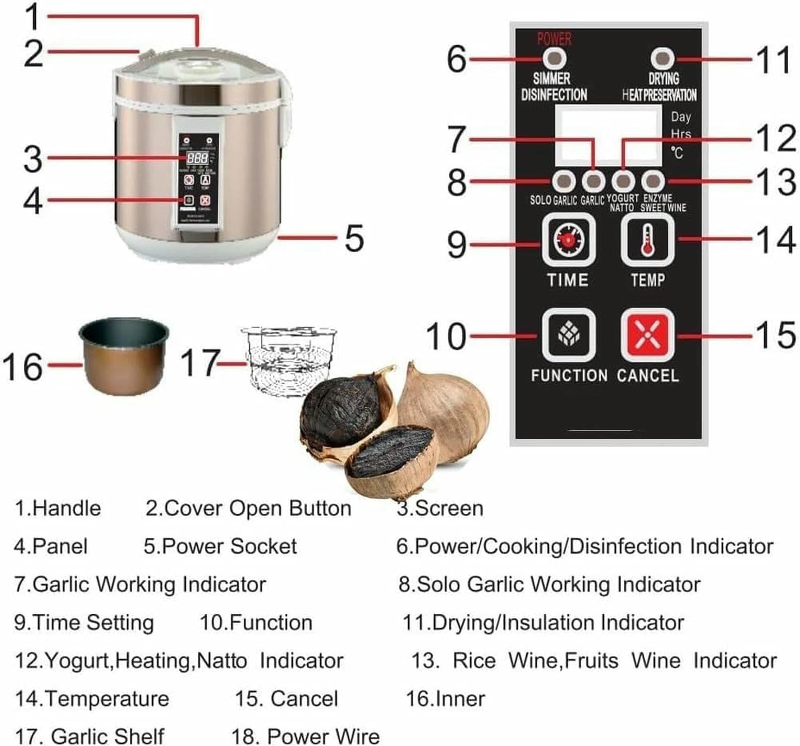 W pełni automatyczna maszyna fermentacyjna z inteligentną kontrolą do szybkiej fermentacji czosnku, wina ryżowego, natto i jogurtu