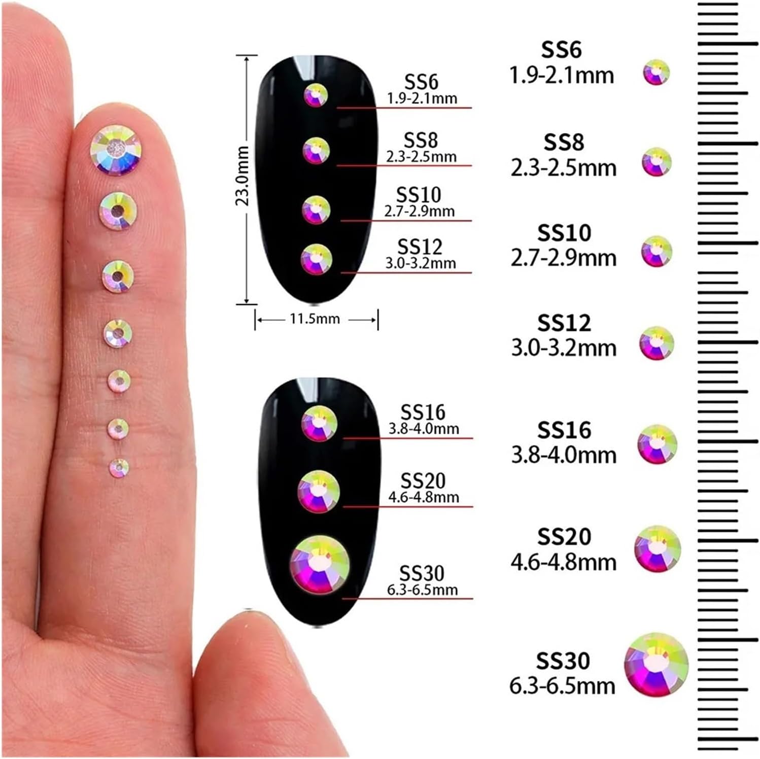 Crystal Hot Fix Rhinestones Flatback Iron-on Gems for Clothing, Accessories, Crafts - Colorfast Stones(Topaz)
