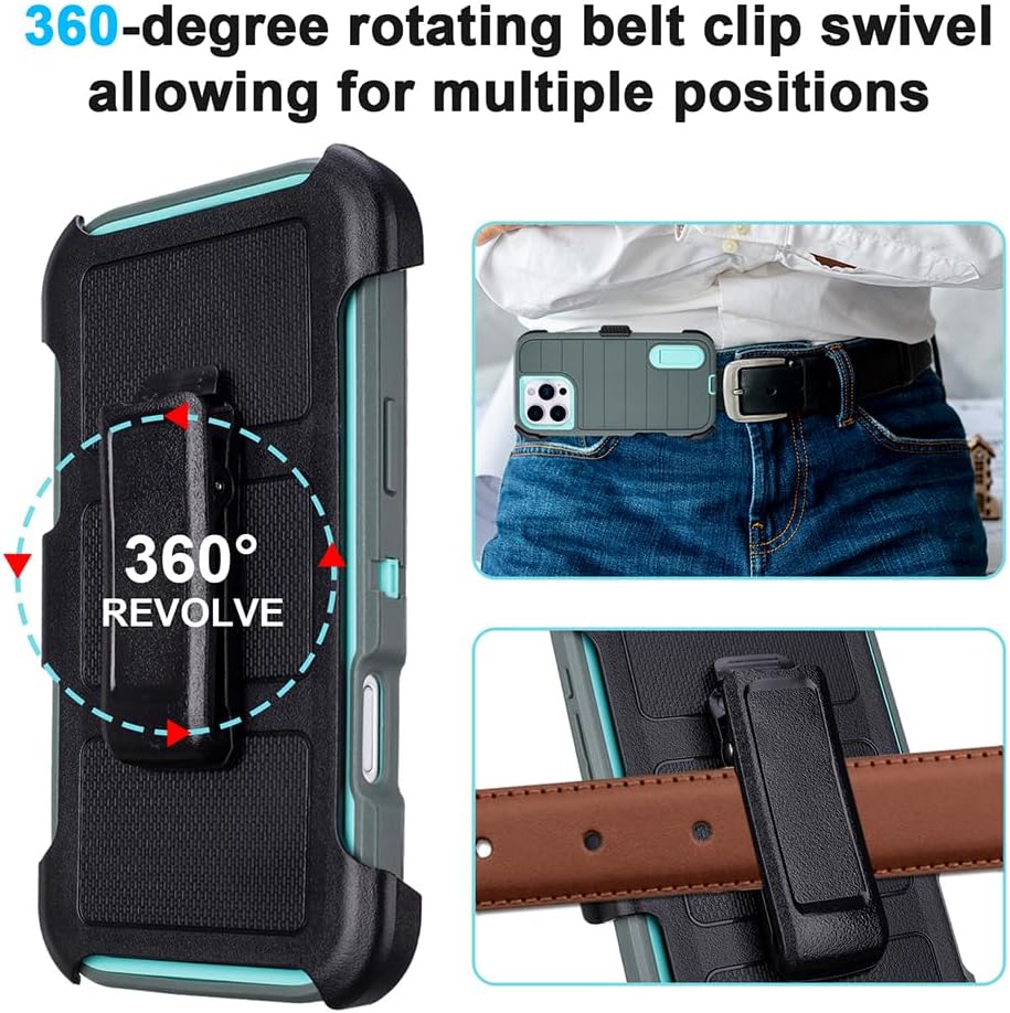 for iPhone 16 Pro Max Phone Case with Belt Clip Holster,3 Layers of Sturdy,Military Grade ShockProof ProMax Protective Cases Heavy Duty Phone Cases iPhone 16 Pro Max Case 6.9 Inch (Dark Green) - Image 3