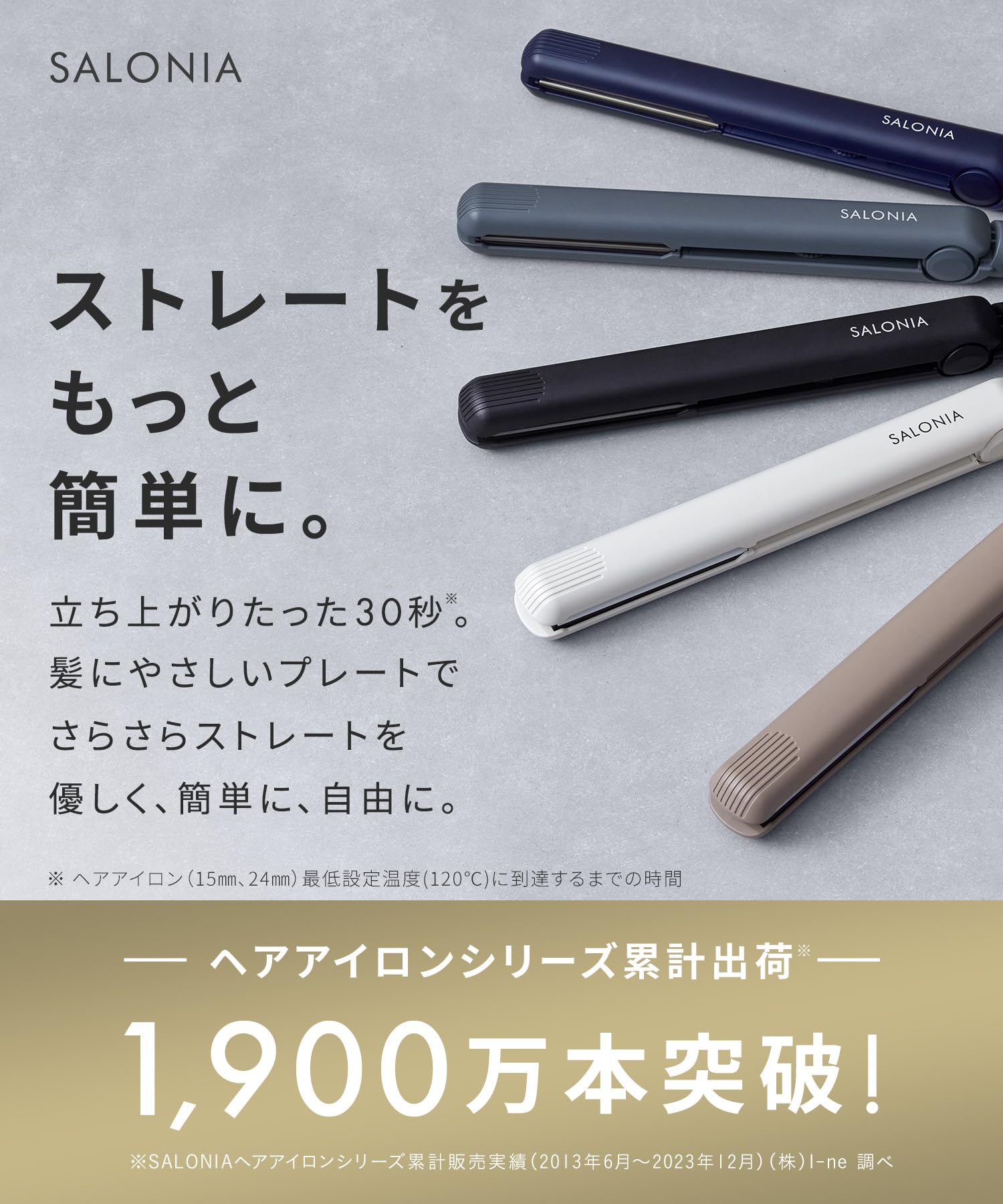 SALONIA ヘアストレートナー 24mm 習え SL-032 グレー