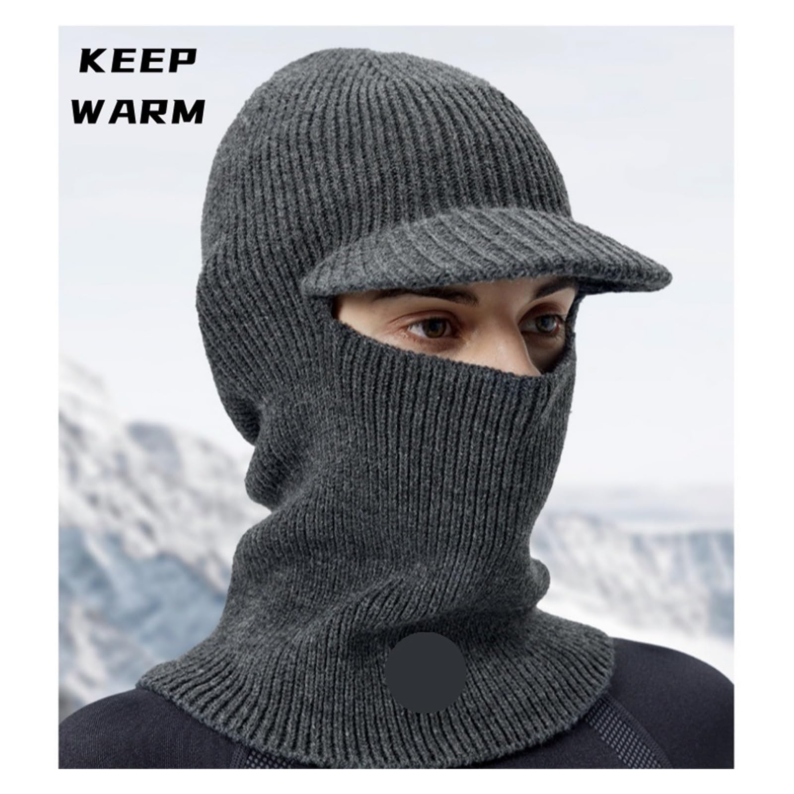 Cagoule Moto Chapeau d'équitation Coupe, Masque Facial Froid, Protection des Oreilles, Couvre-tête, Chapeau de Ski Chaud et Doux, Automne et Hiver Casque Coupe-Vent(Gray)