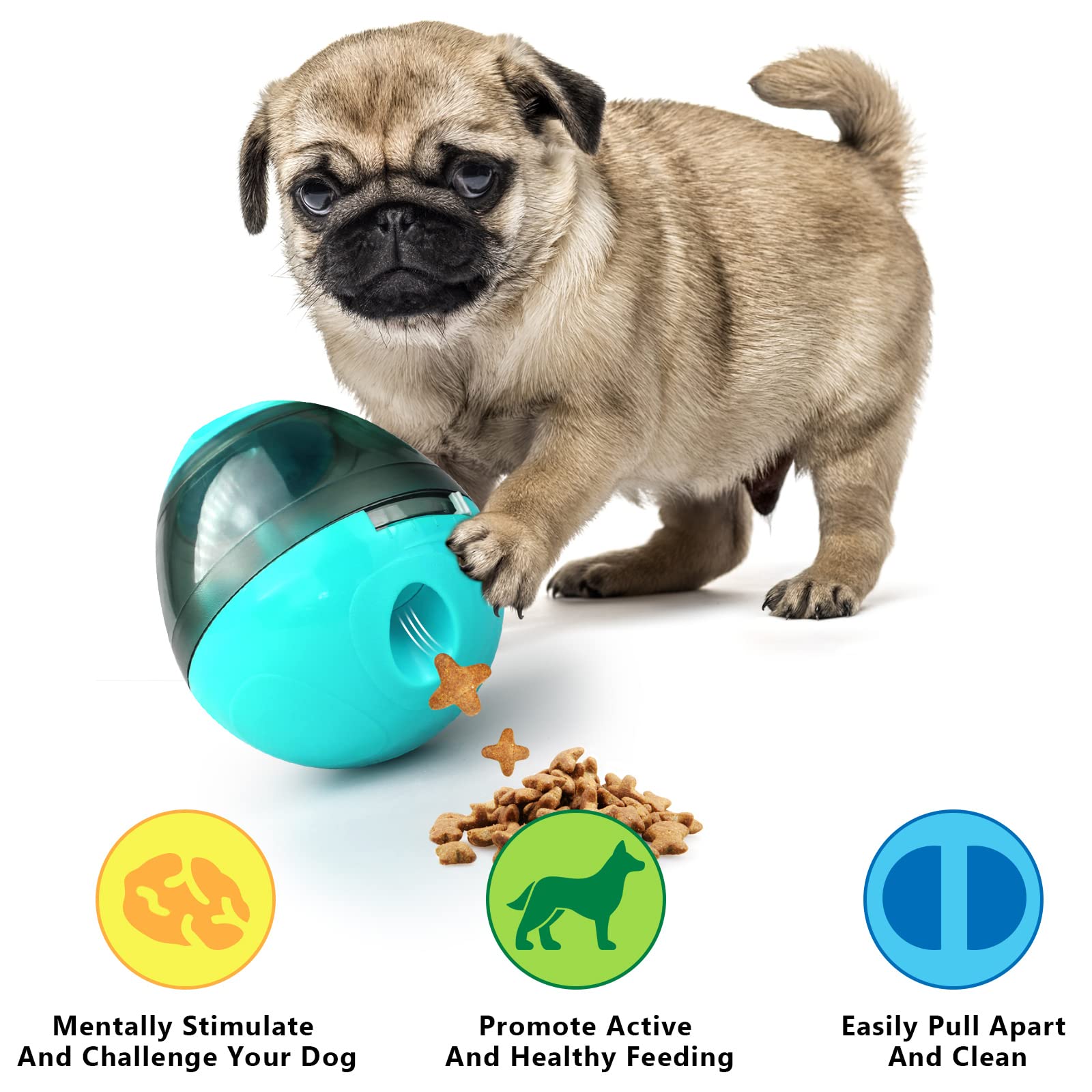 Swenter Tumbler Pet Toy, Automatic Pet Slow Feeder Treat Ball, Cat Dog Toy for Pet Increases IQ Interactive, Adjustable Treat Dog Ball Dispensing Toys(Blue)