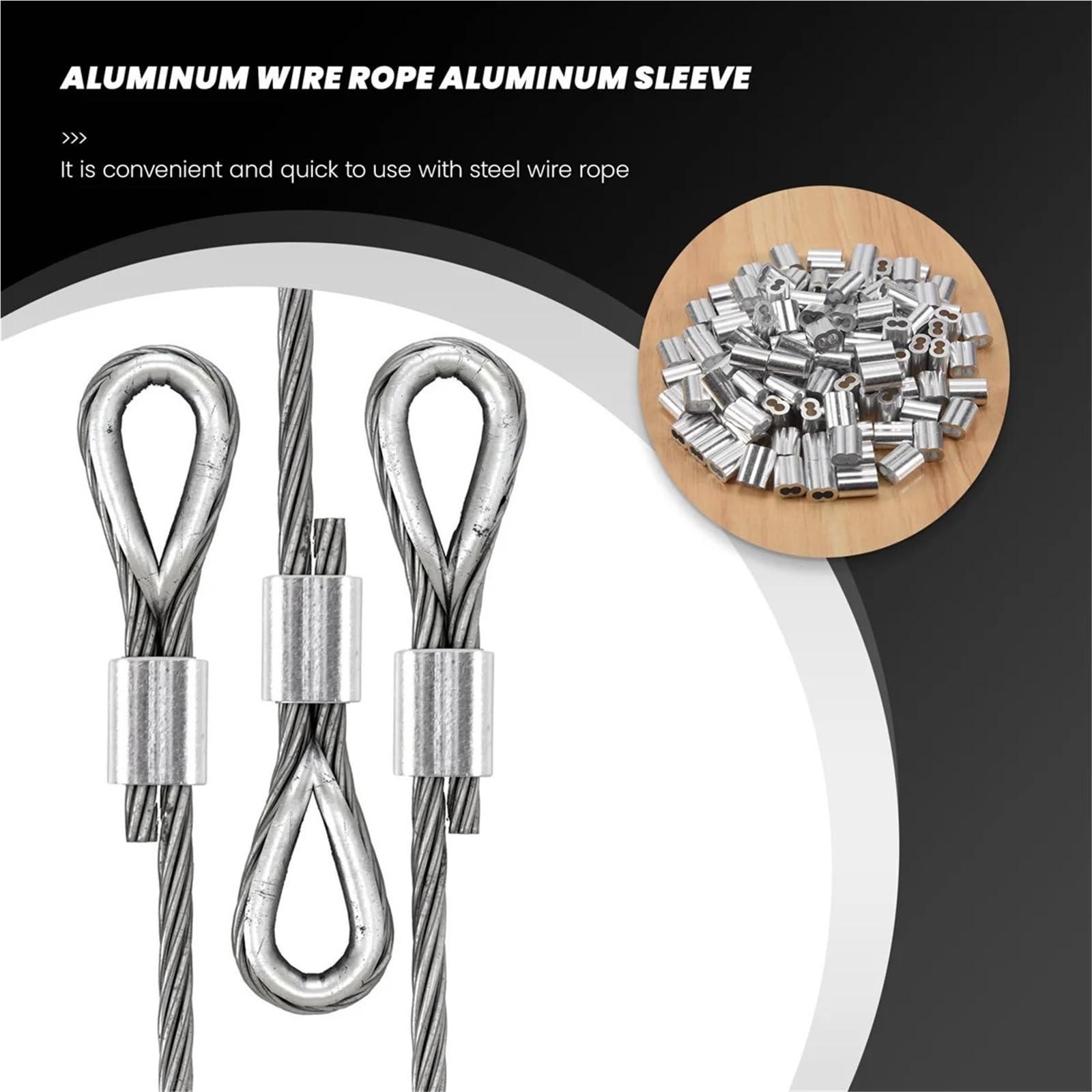 Puntali, Manicotti a crimpare for cavi Manicotto a in alluminio da 300 PZ for funi metalliche e
