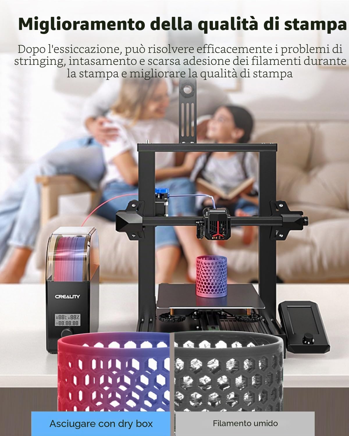 Creality Ufficiale Essiccatore per Filamenti, Essiccatore di Filamento per Stampante 3D con Ventola,Scatola di Stoccaggio per Essiccatore di Filamenti per Filamenti PLA ABS PETG TPU,Filament Dryer 2.0