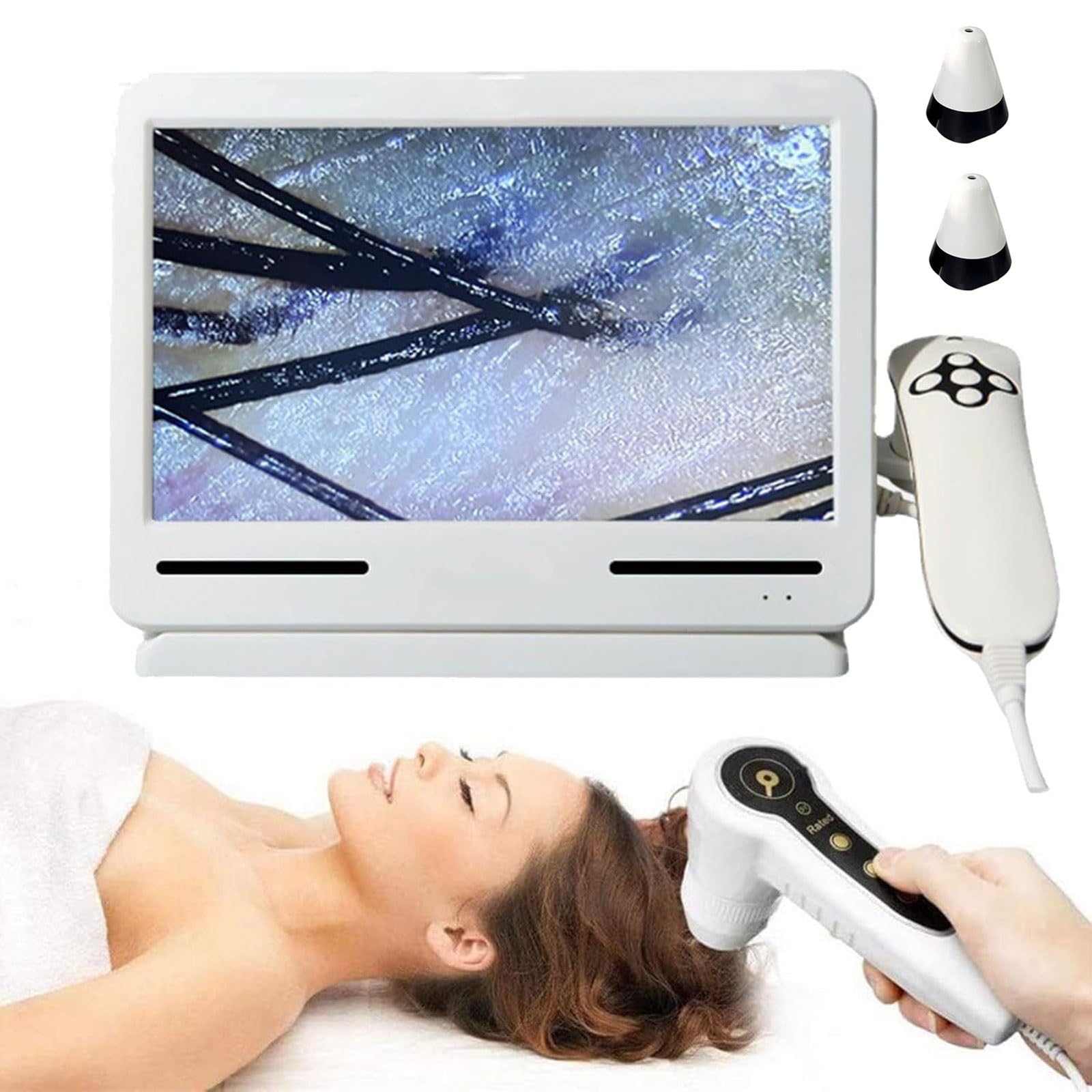 Machine d'analyse de cheveux et peau 10,1" avec double loupe 50x 200x