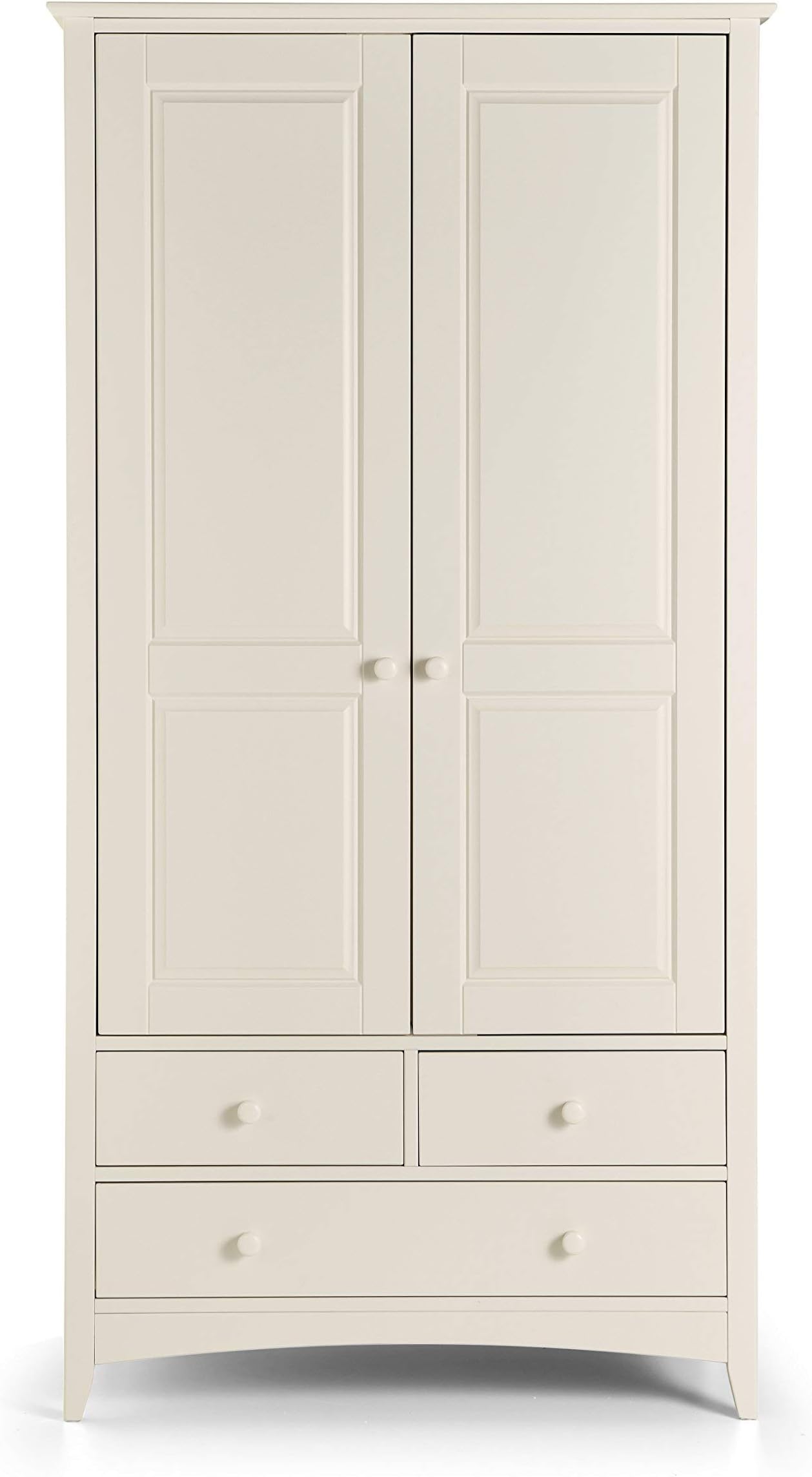Julian Bowen Cameo Combination Wardrobe, White - H182 x W94 x D52cm | Shaker Double Closet, Clothing Rail & Shelf, Storage Armoire for Bedroom